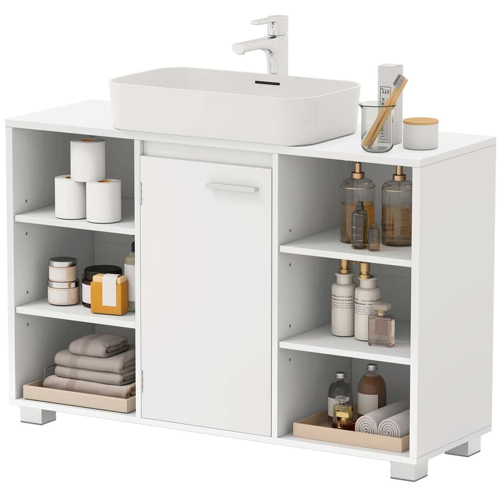 Badezimmerschrank, Waschbeckenunterschrank, mit verstellbaren Ablagen und Füßen Badezimmerschrank, Waschbeckenunterschrank, mit verstellbaren Ablagen und Füßen