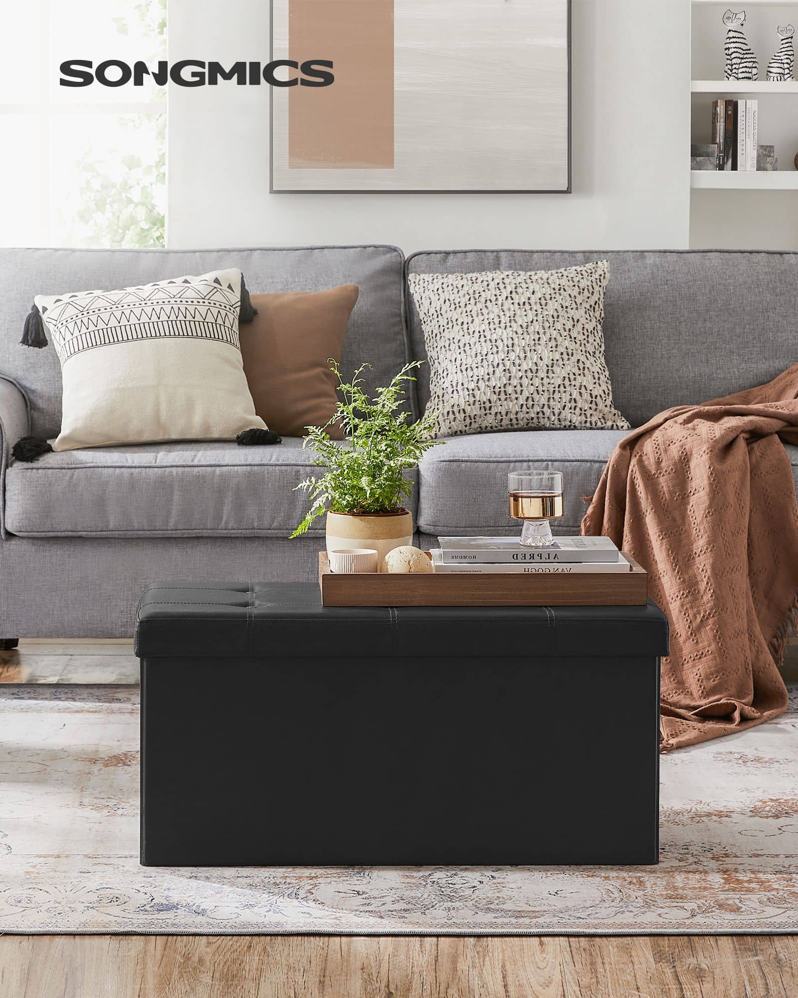 Sitztruhe 76 cm Kunstleder Schwarz-LSF105 Sitztruhe 76 cm Kunstleder Schwarz-LSF105
