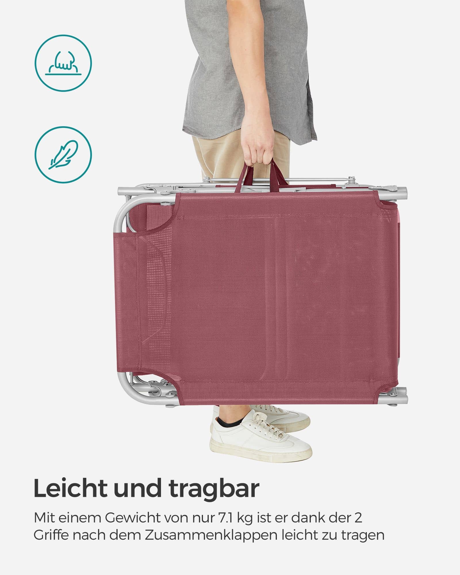 klappbarer Liegestuhl mit Sonnenschutz und Kopfstütze klappbarer Liegestuhl mit Sonnenschutz und Kopfstütze