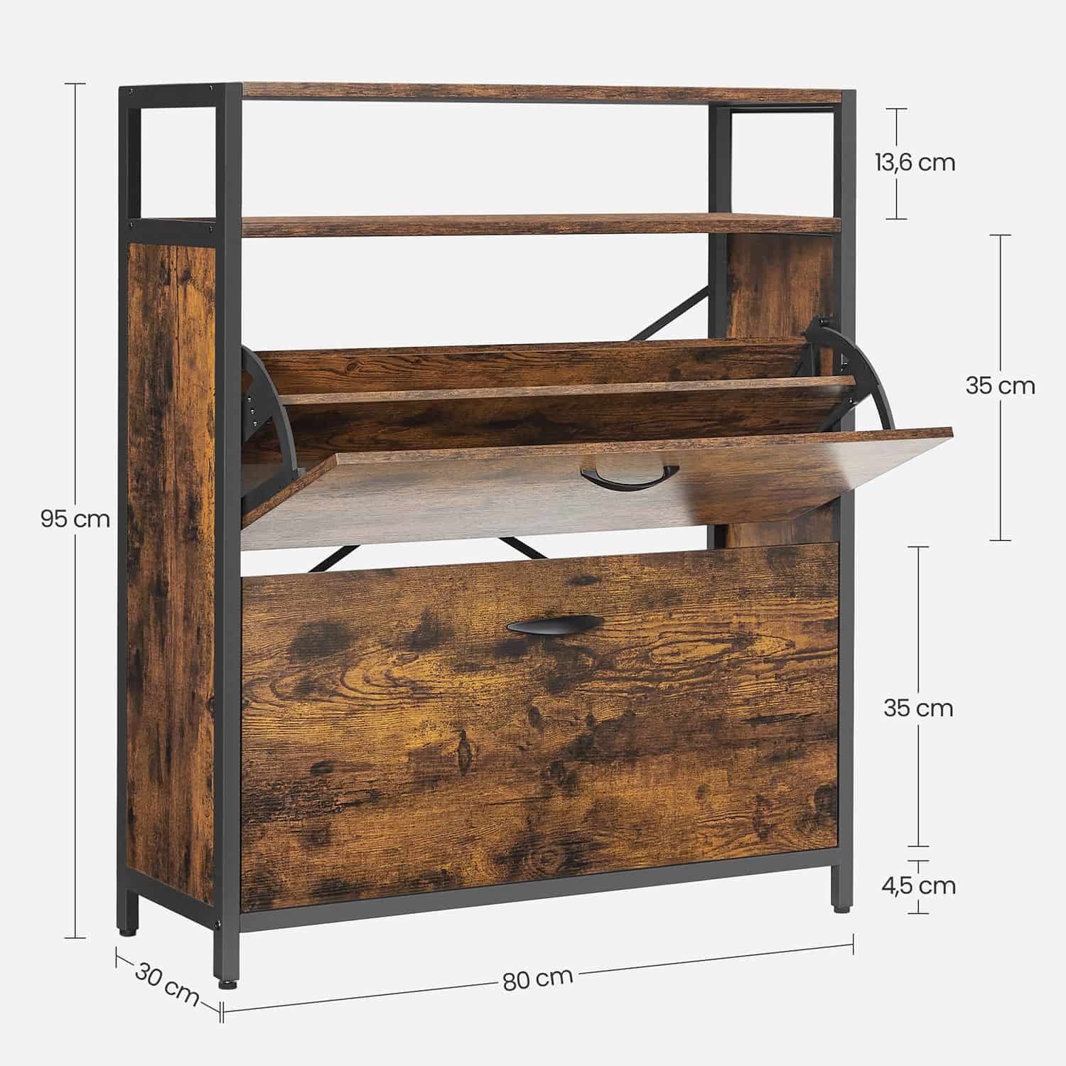 Schuhschrank mit 2 Klappen 60 x 30 x 95 cm Schuhschrank mit 2 Klappen 60 x 30 x 95 cm