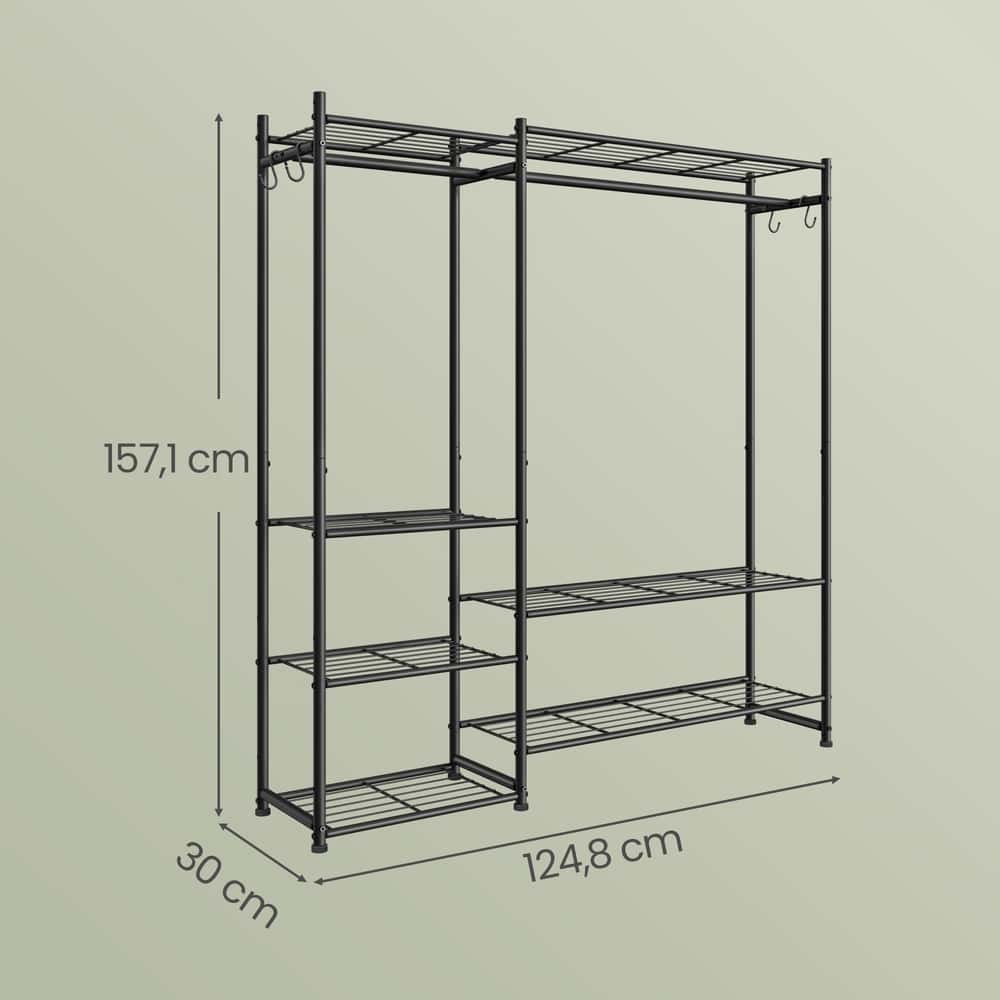 Garderobenständer mit Metallrahmen, offener Kleiderschrank, 7 Ablagen