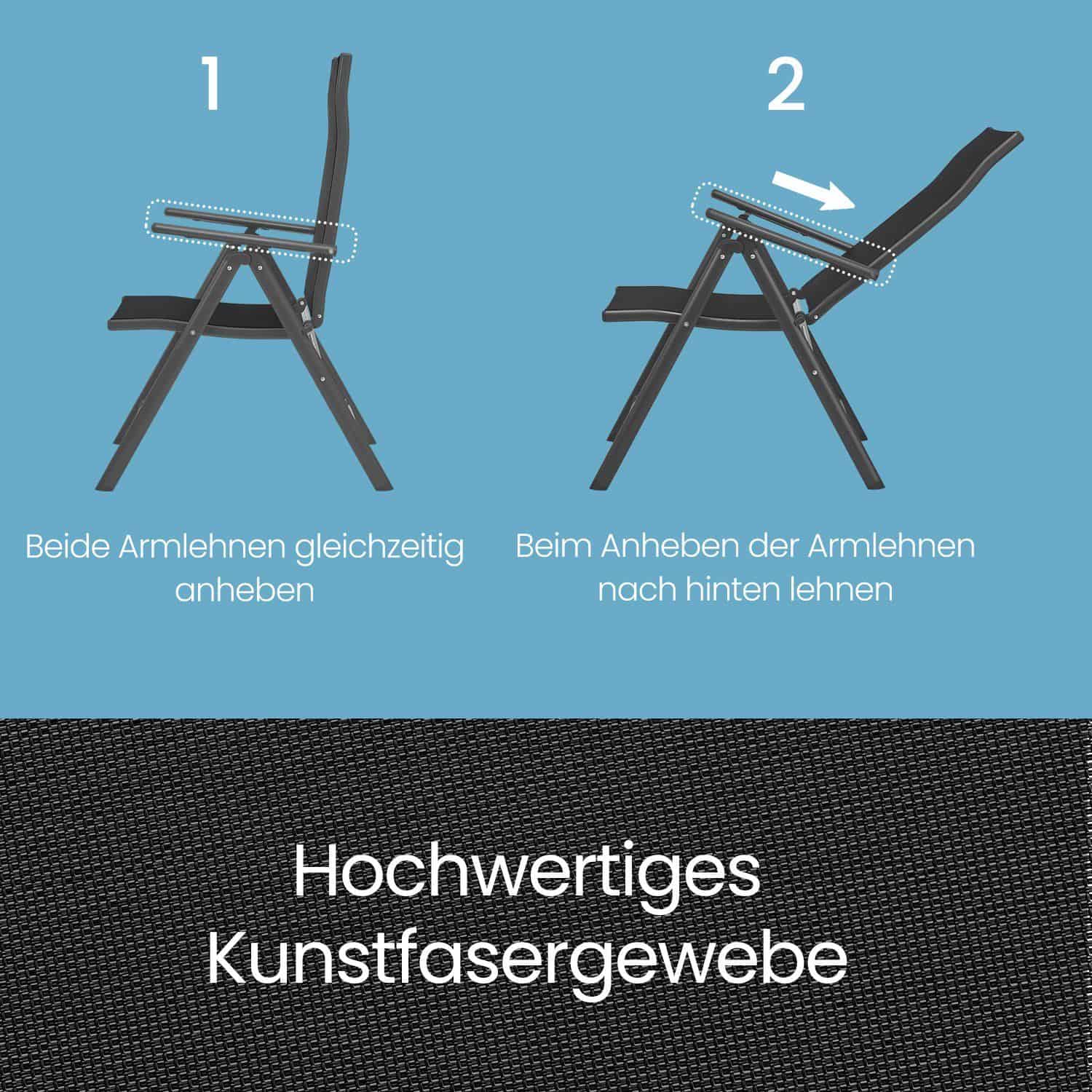 Gartenstuhl 2er Set, Klappstuhl bis 150 kg belastbar, mit Metallgestell Gartenstuhl 2er Set, Klappstuhl bis 150 kg belastbar, mit Metallgestell