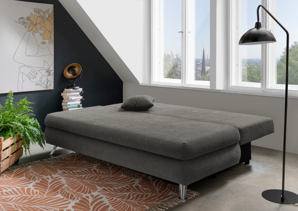 Benformato_Altona_2FBK_3602_F06-4 Elegantes Schlafsofa: Sofa Altona in luxuriöser Mikrofaser Mango Grau-Braun