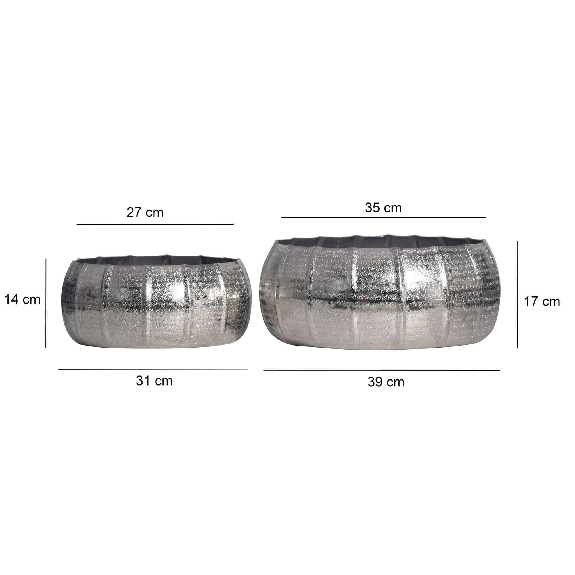 Pflanzgefäß 2er Set Metall Pflanzkübel Silber Pflanzgefäß 2er Set Metall Pflanzkübel Silber