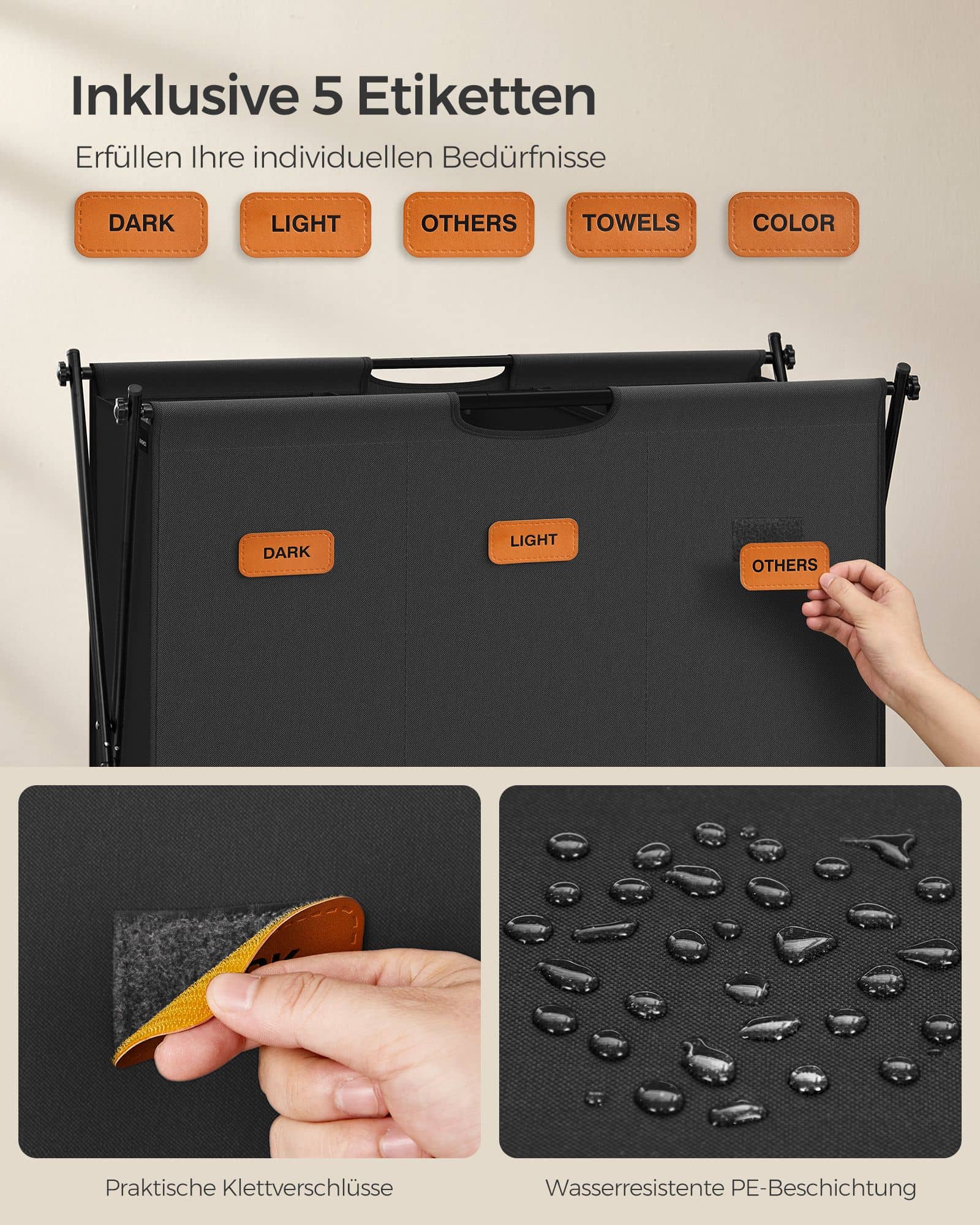 Wäschekorb, Wäschesammler 135 Liter, Wäschebox Wäschekorb, Wäschesammler 135 Liter, Wäschebox