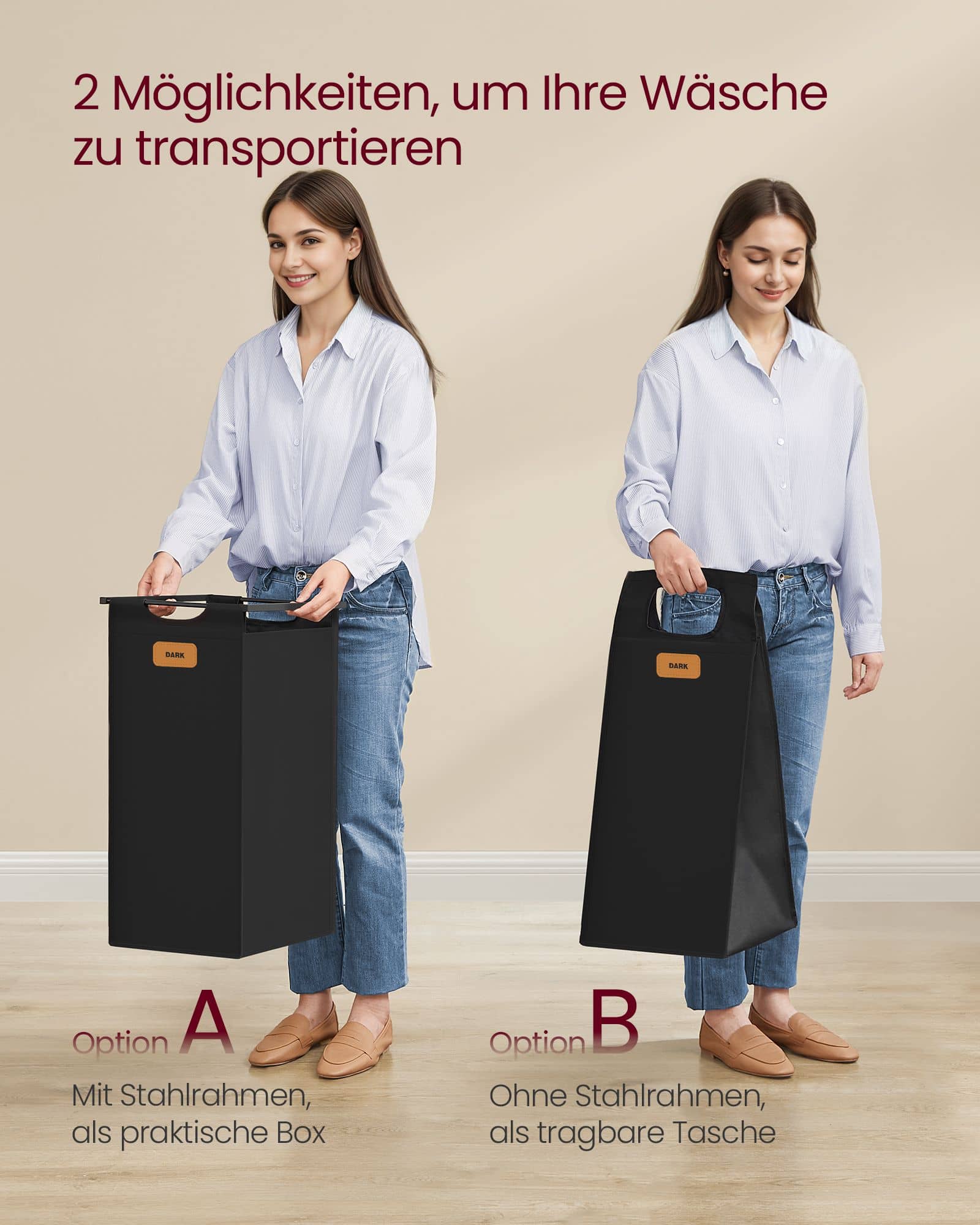 Wäschesortierer mit Rädern und 4 abnehmbaren Taschen Wäschesortierer mit Rädern und 4 abnehmbaren Taschen