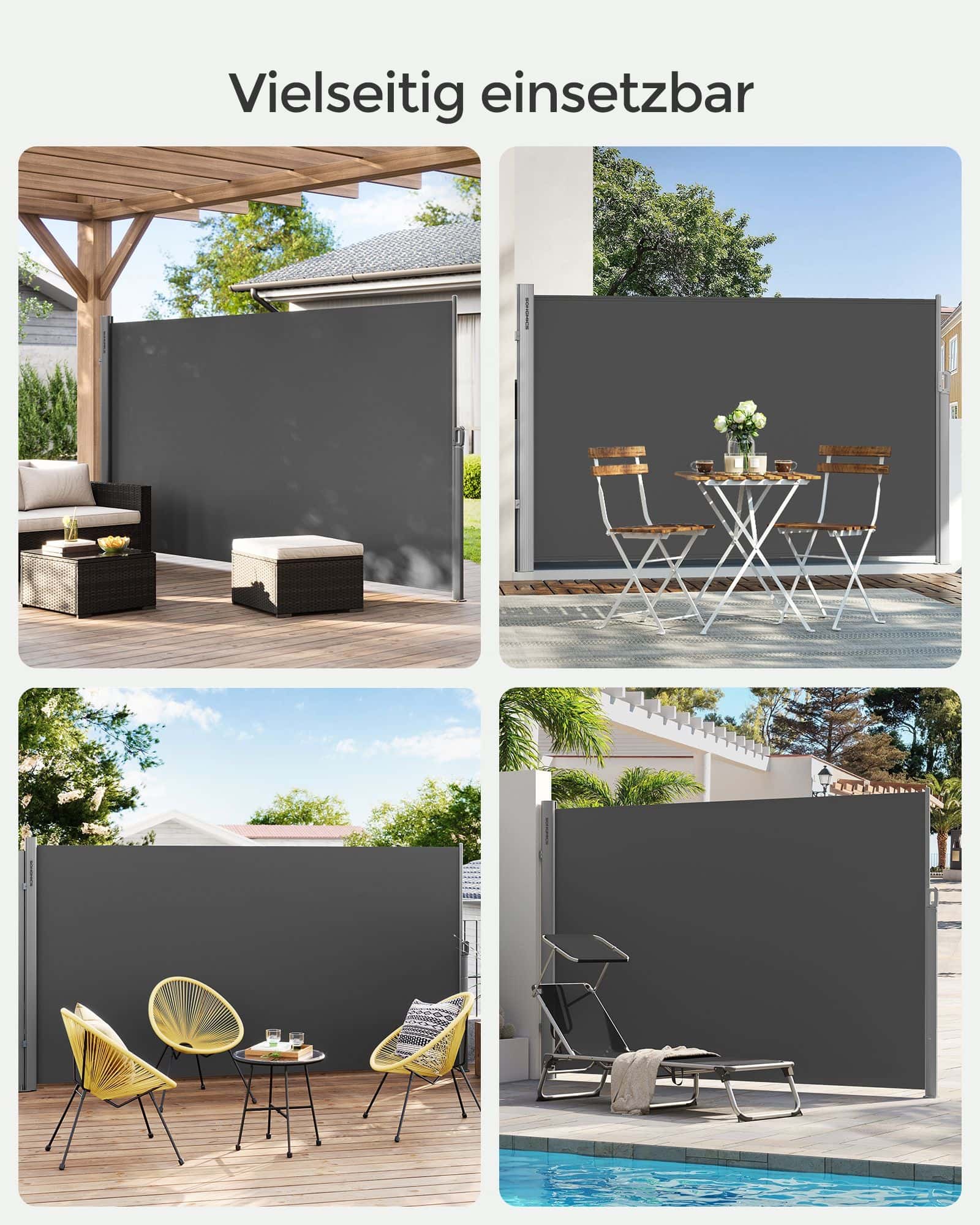 Seitenmarkise 160 x 350 cm Anthrazit