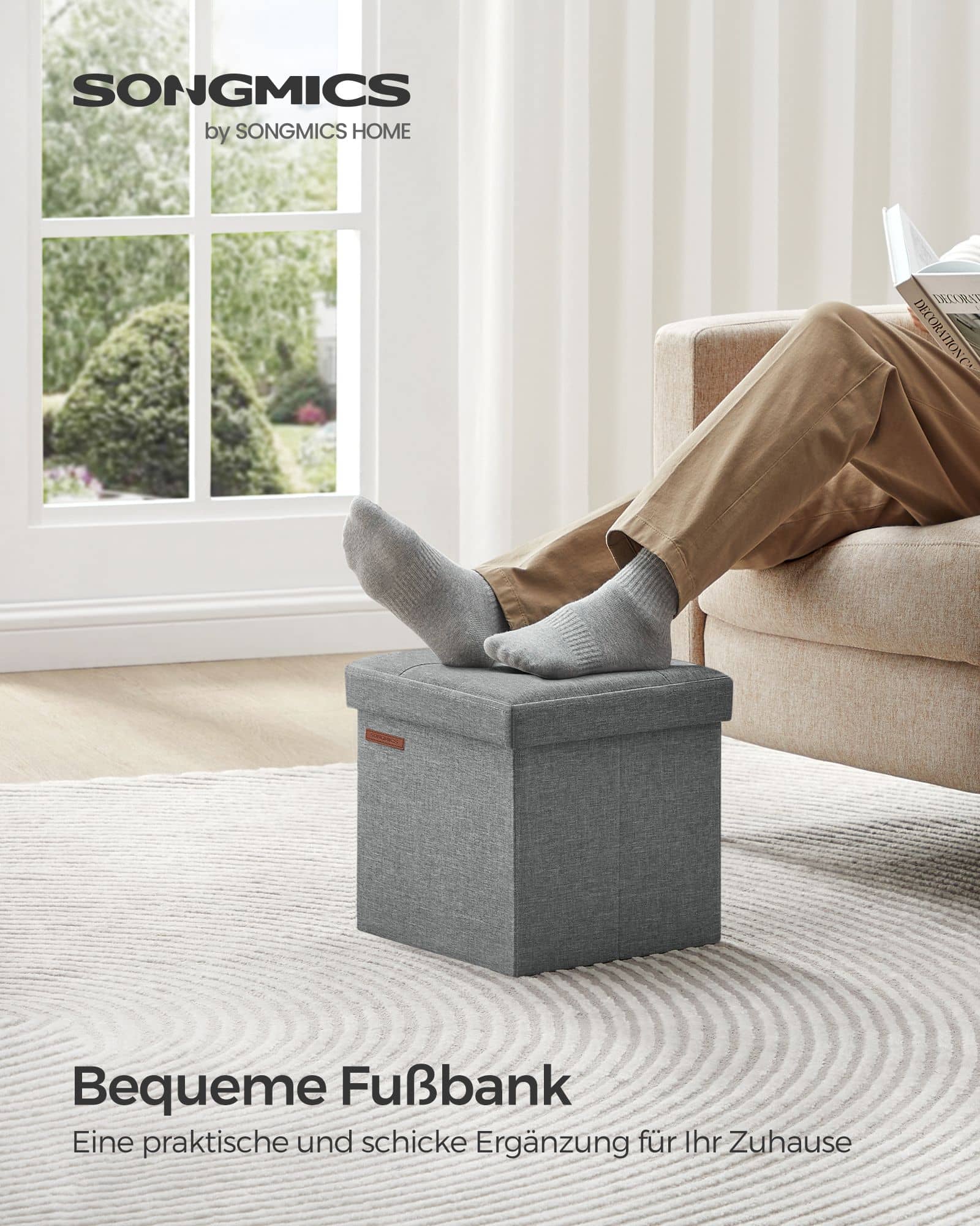 30 cm Sitzbank mit Stauraum hellgrau-LSF028G02