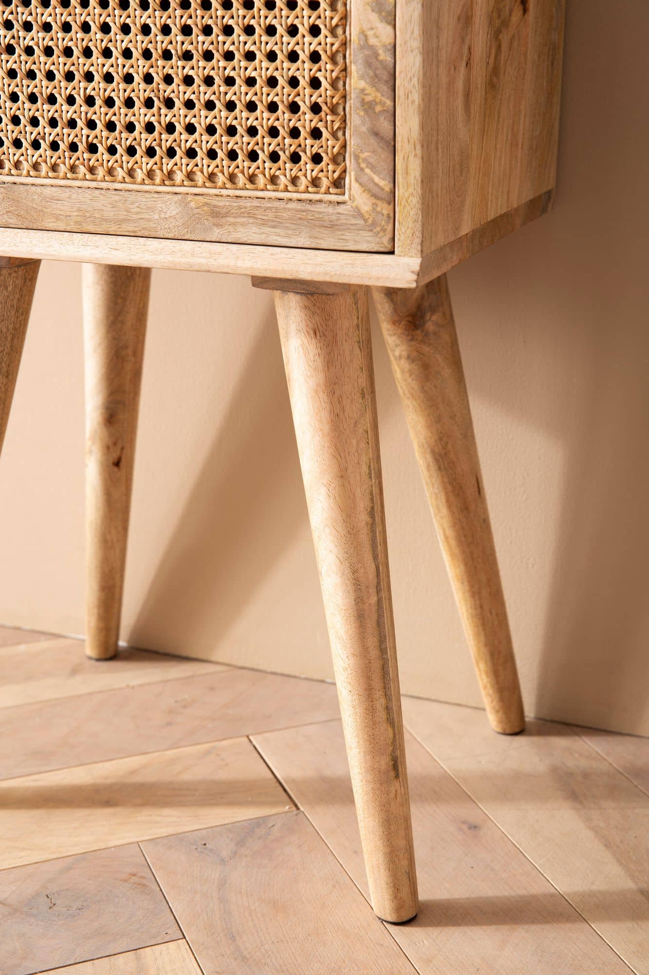 Nachtkonsole Mango Massivholz / Rattan 40x60x30 cm Nachttisch Braun