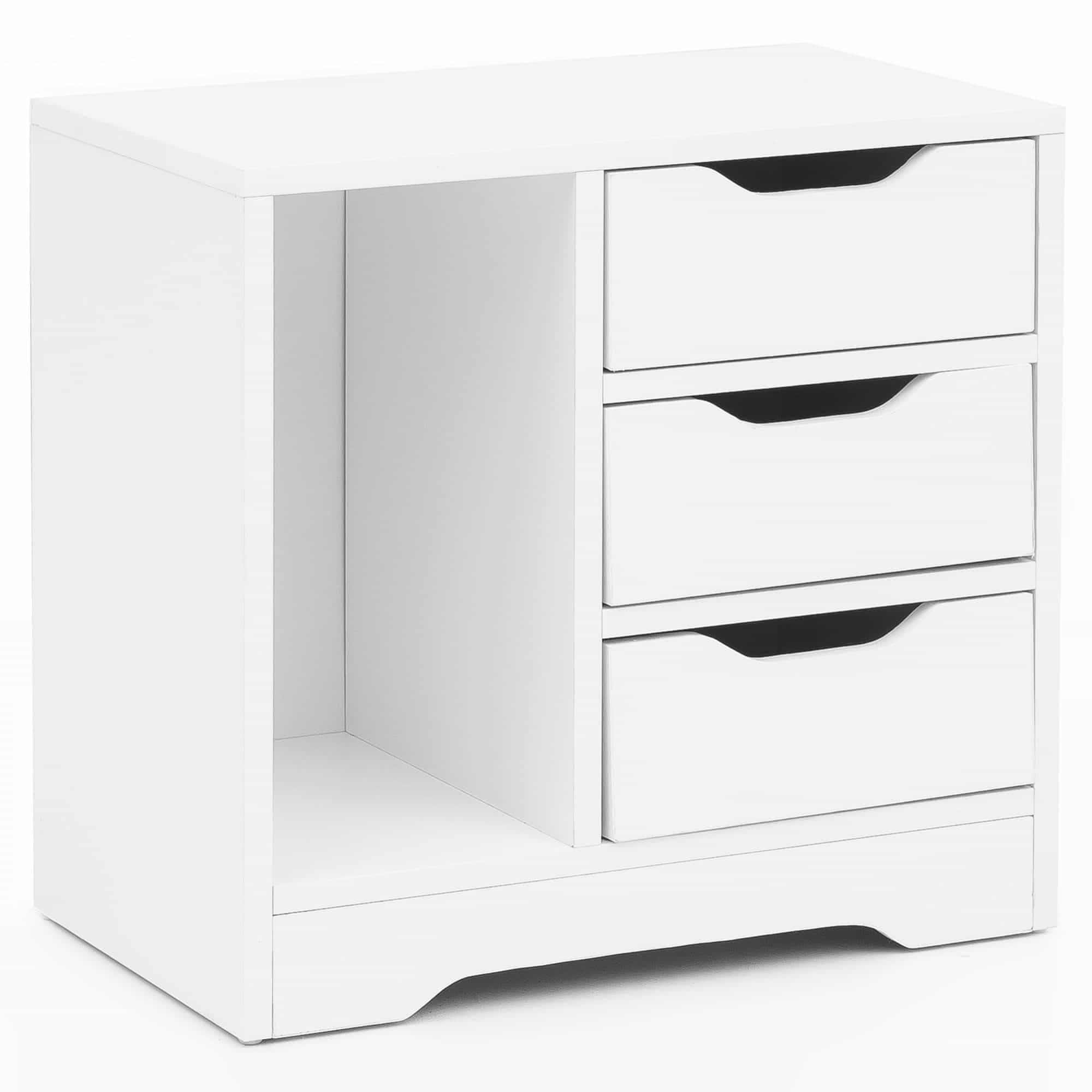 Nachtkonsole WL5.708 49x50x30 cm Weiß Matt 3 Schubladen 1 Ablagefach Nachtkonsole WL5.708 49x50x30 cm Weiß Matt 3 Schubladen 1 Ablagefach
