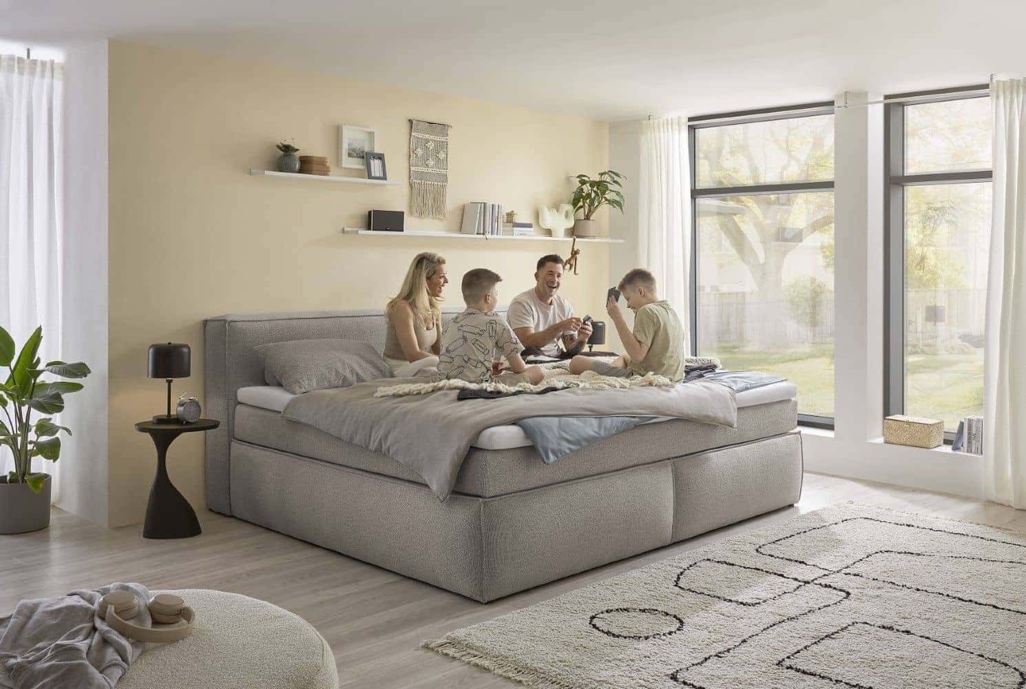 Boxspringbett Sandon 180 x 200 cm Farbe Stone mit Duo Matratze und HR Topper | sofort lieferbar