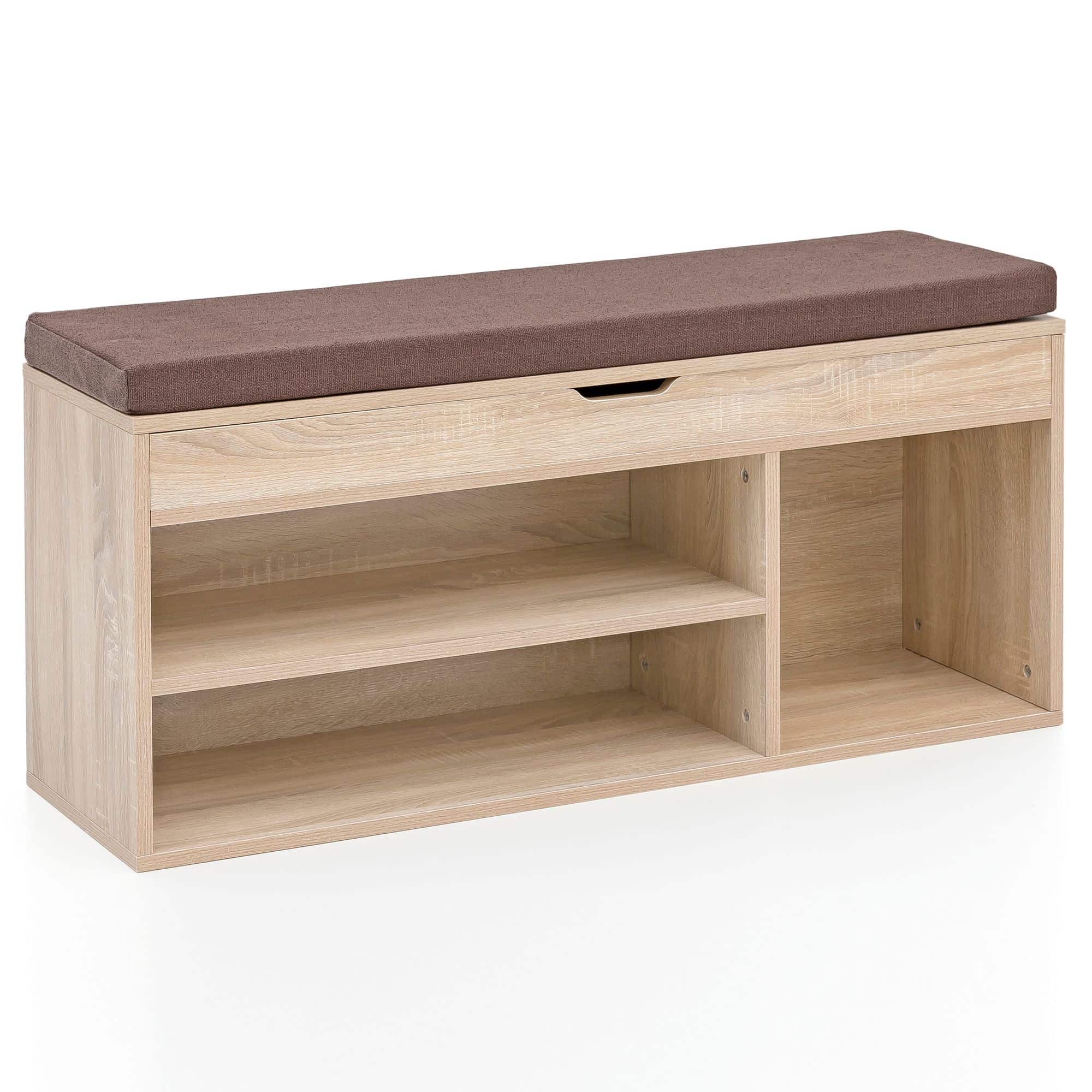 46057-WOHNLING-Schuhbank-BABSI-Sonoma-WL5-344-WL5-3oV66iSt5eD58K Schuhbank WL5.344 mit Sitzfläche Garderoben-Bank Holz 104x51x32 cm Sonoma