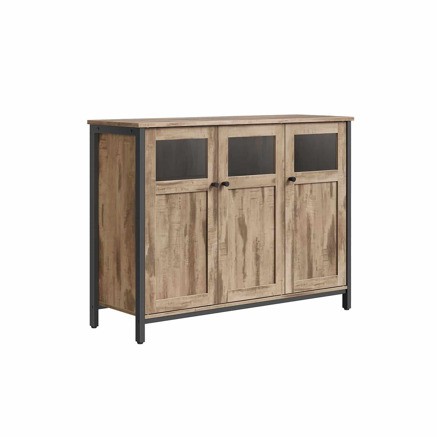 Sideboard mit Glastüren kamelbraun-tintenschwarz