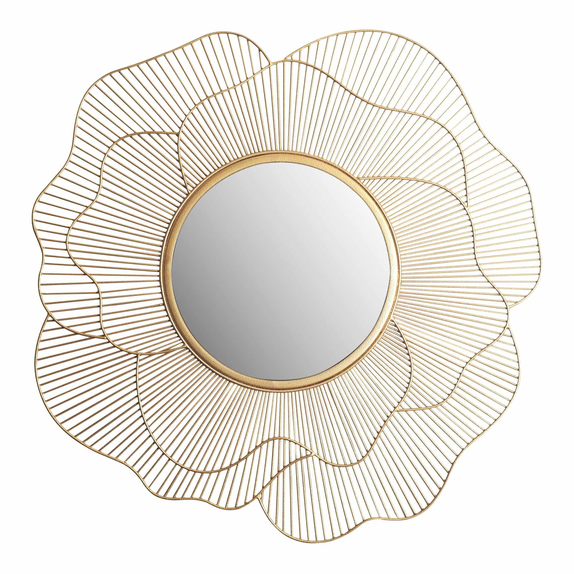 Wandspiegel Rose 77 cm Metall Design Hängespiegel Gold Wandspiegel Rose 77 cm Metall Design Hängespiegel Gold