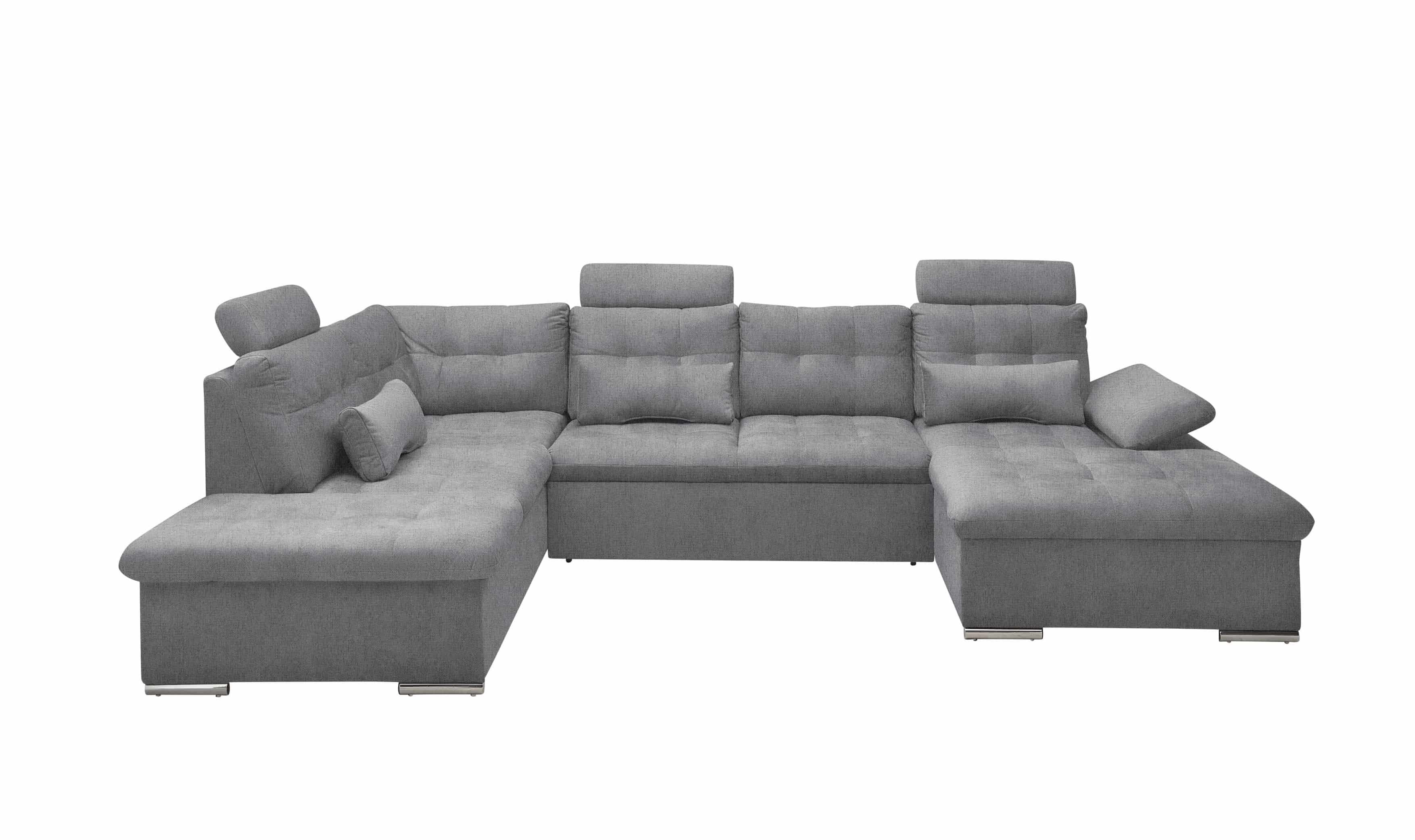 Couchlandschaft mit Schlaffunktion und Bettkasten, Anthrazit - Medan XXL