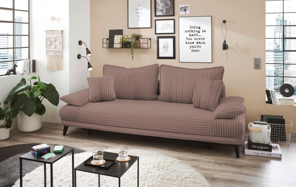 Carla_Ambience_allgemein_15 Flamingo-Flair: Das Ed Exciting Design Sofa Carla – Elegantes Schlafsofa mit Ambience Cord Bezug, Schlaffunktion & Bettkasten