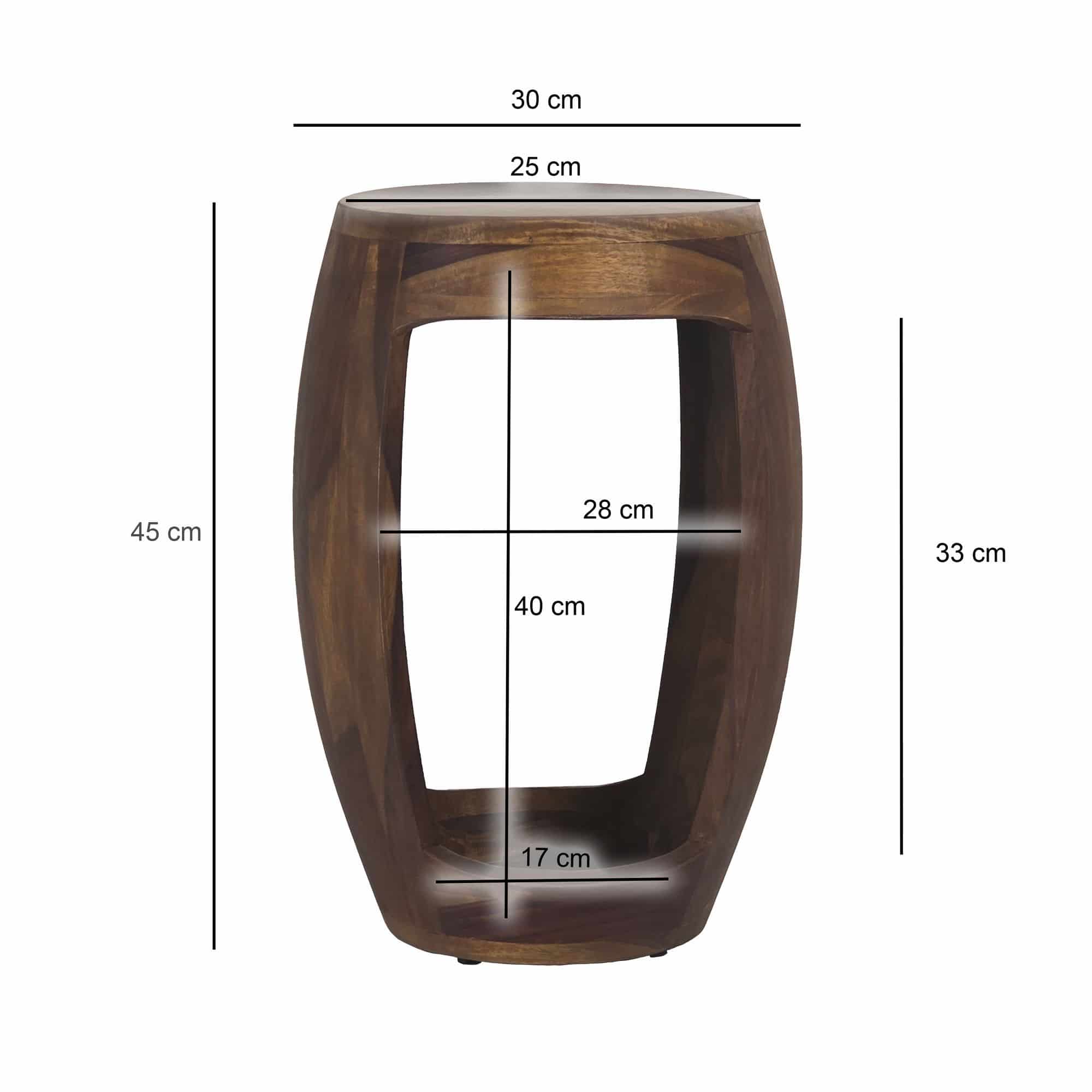 Beistelltisch Sheesham Massivholz rund 30cm · Kleiner Runder Couchtisch mit offenem Fach · Handgefertigter Wohnzimmertisch im modernen Design aus Echtholz Beistelltisch Sheesham Massivholz rund 30cm · Kleiner Runder Couchtisch mit offenem Fach · Handgefertigter Wohnzimmertisch im modernen Design aus Echtholz