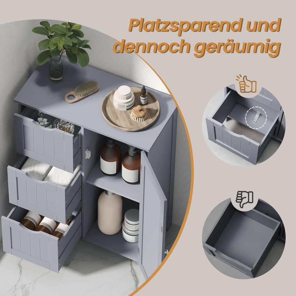 Badezimmerschrank mit 3 Schubladen, 1 verstellbares Regal, 30