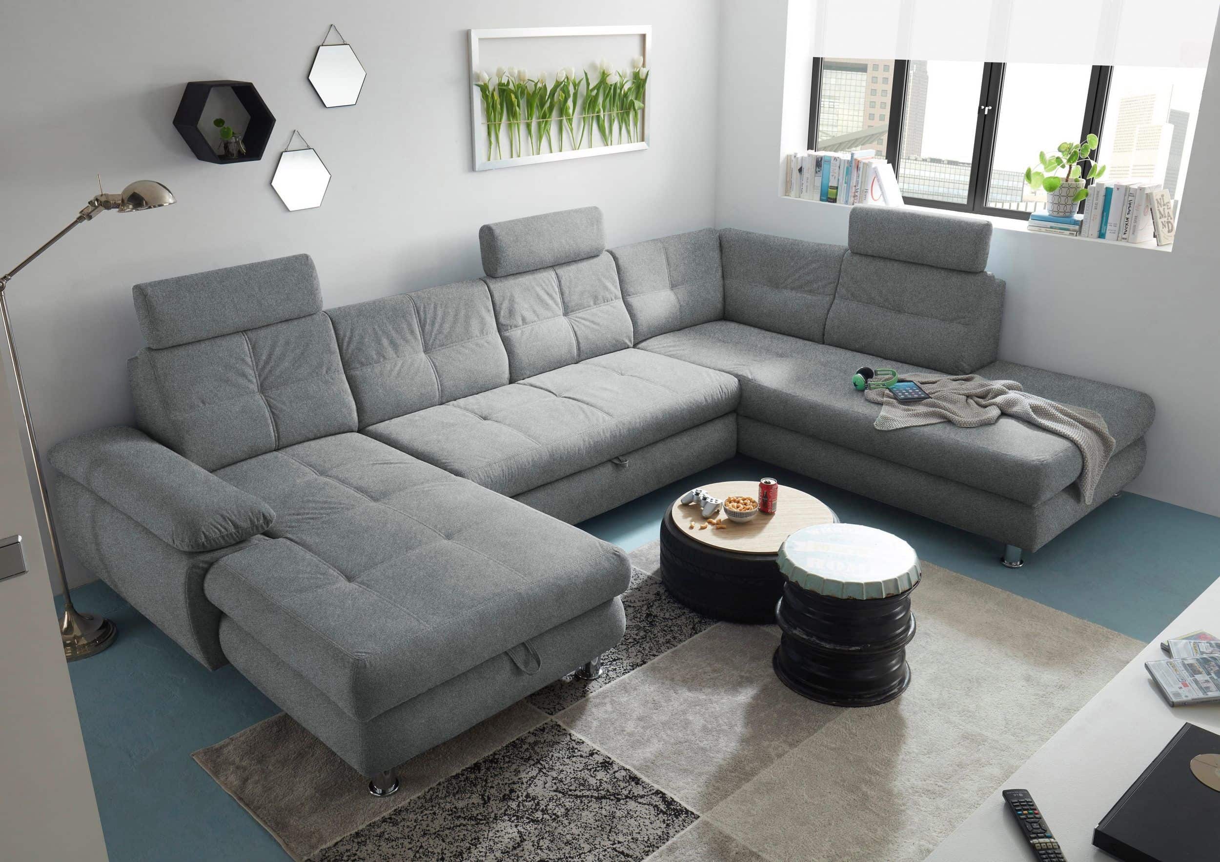 Wohnlandschaft Alba von ED Exciting Design mit Schlaffunktion & Bettkasten – U-Form Sofa aus hochwertigem Brego-Stoff Wohnlandschaft Alba von ED Exciting Design mit Schlaffunktion & Bettkasten – U-Form Sofa aus hochwertigem Brego-Stoff