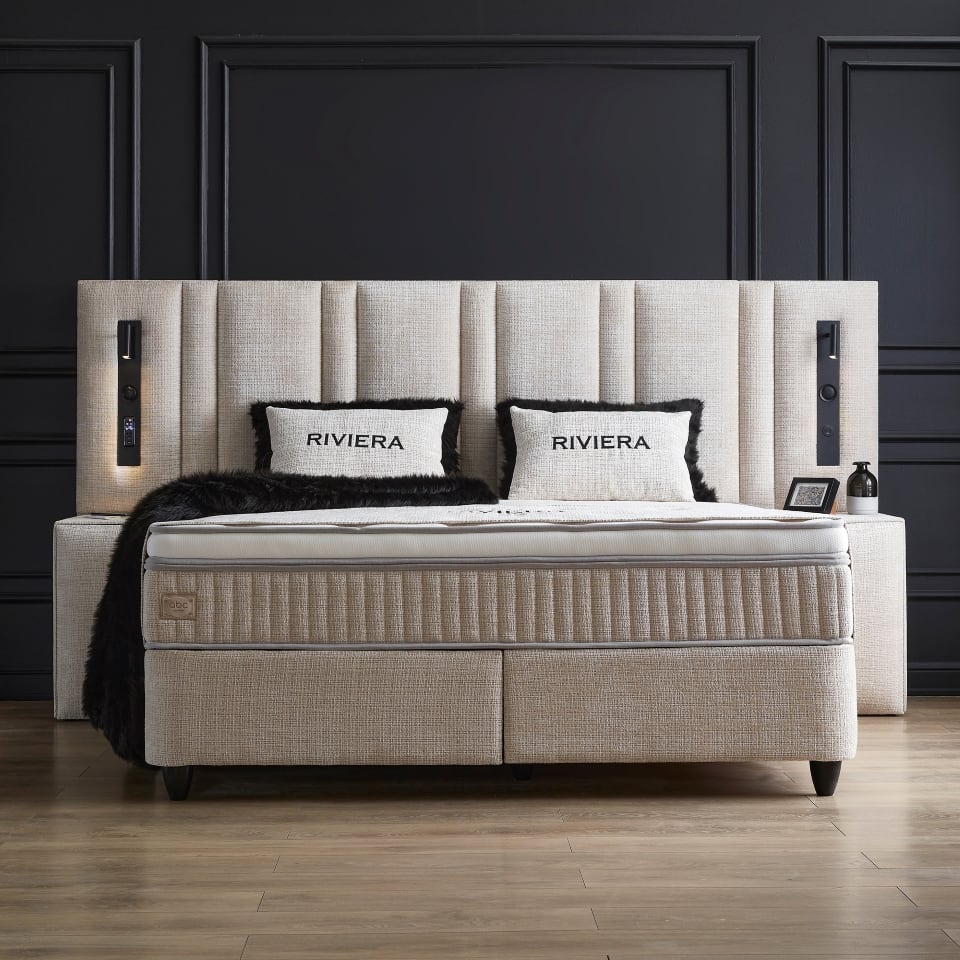 Riviera-1 Höchster Komfort: ABC Bedding Boxspringbett Riviera mit Bettkasten