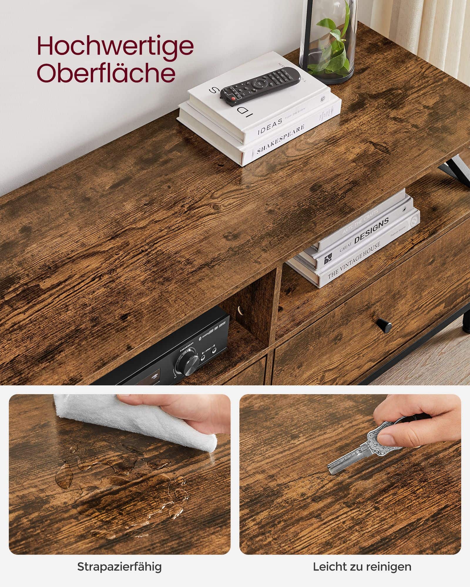 TV-Schrank mit 3 Schubladen vintagebraun-schwarz TV-Schrank mit 3 Schubladen vintagebraun-schwarz