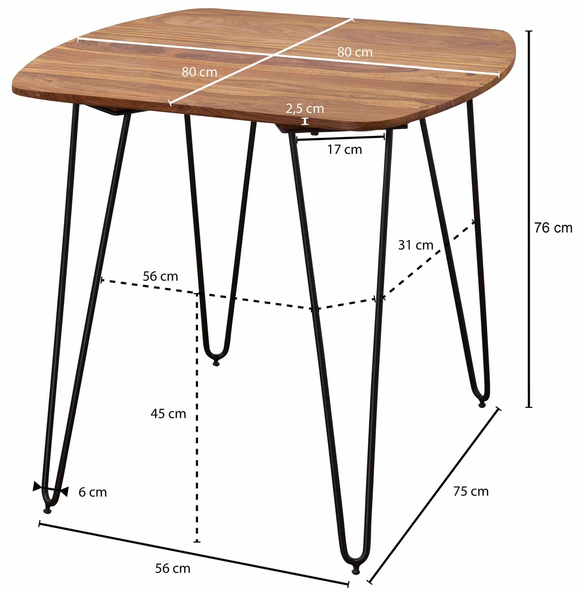 Esszimmertisch 80x80x76 cm Sheesham Massivholz Esszimmertisch 80x80x76 cm Sheesham Massivholz