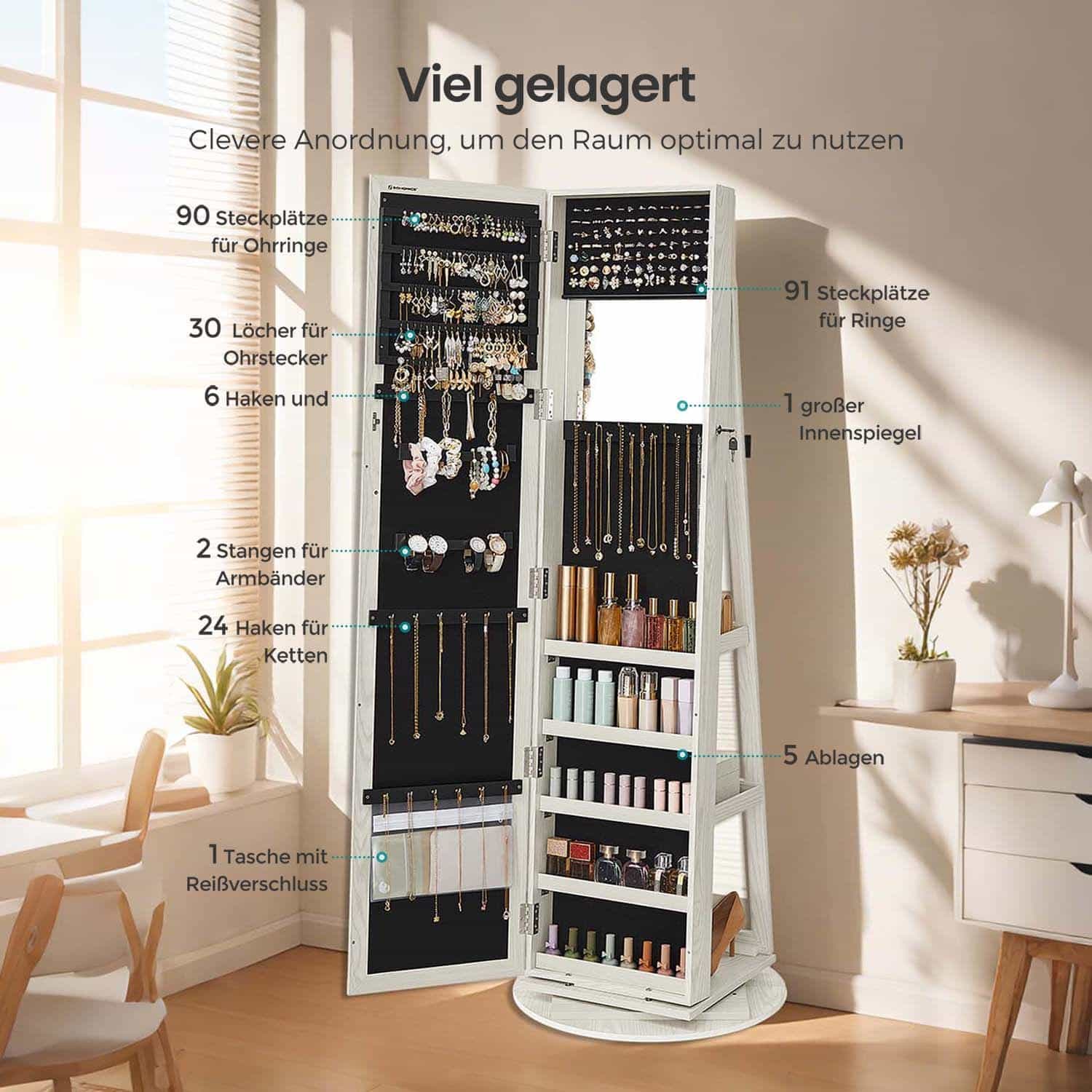 Schmuckschrank, Standspiegel, Spiegelschrank Schmuckschrank, Standspiegel, Spiegelschrank