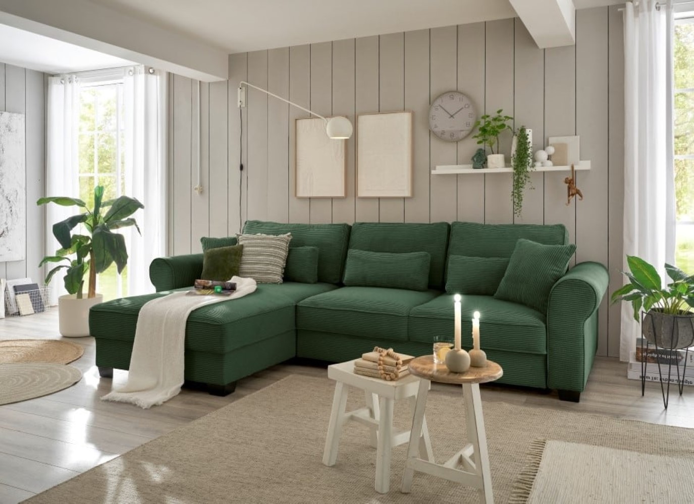 Ecksofa Angelina – Schlafsofa mit Bettkasten und Nosagfederung in Breitcord – ED Exciting Design