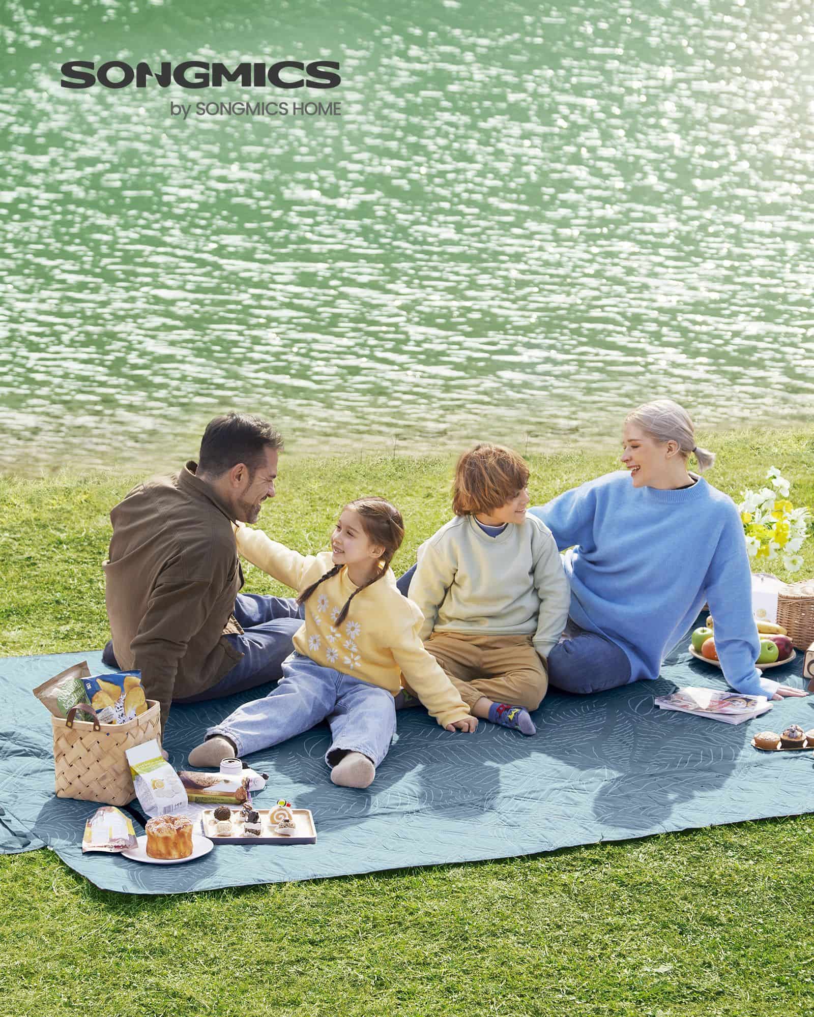 Picknickdecke 300 x 200 cm maschinenwaschbar und faltbar blau-GCM310Q03 Picknickdecke 300 x 200 cm maschinenwaschbar und faltbar blau-GCM310Q03