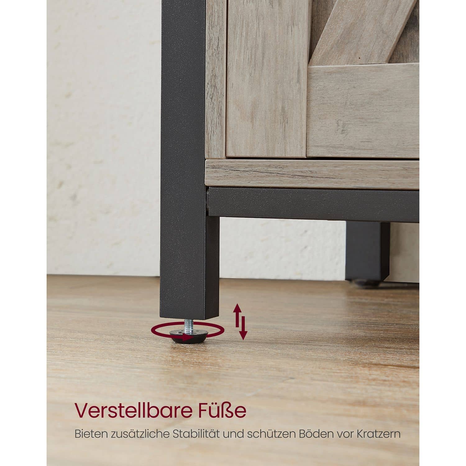 VASAGLE Sideboard greige-schwarz mit Schiebetüren