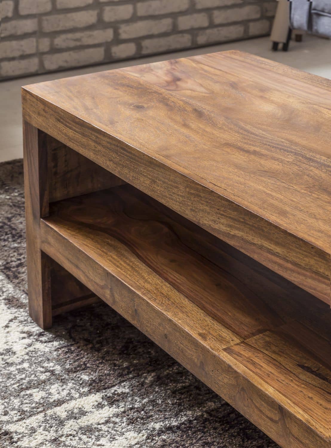 Couchtisch Massiv-Holz Durban Sheesham 110 cm breit Wohnzimmer-Tisch Design braun Landhaus-Stil Beistelltisch