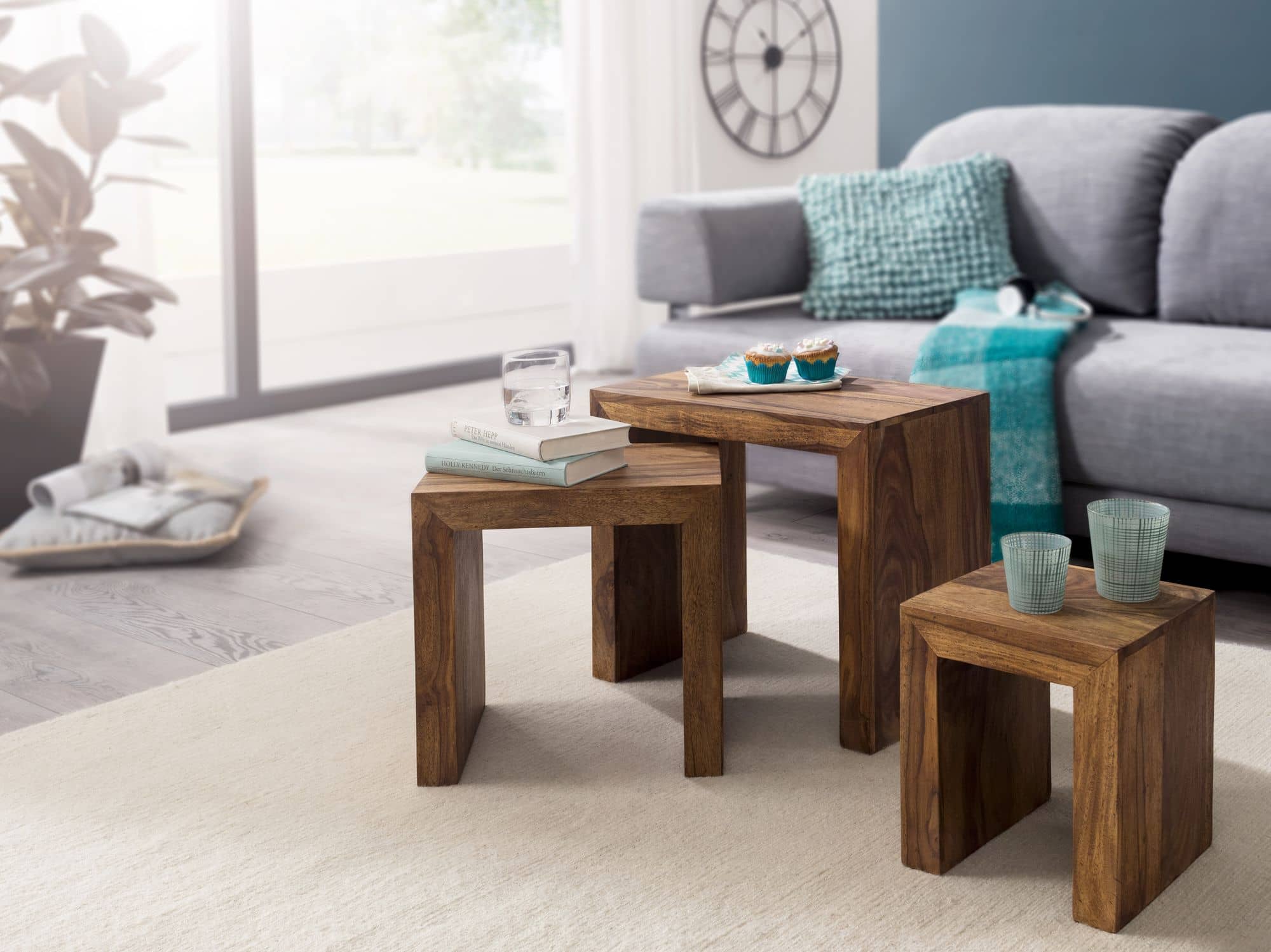 31308-WOHNLING-3er-Set-Satztisch-MUMBAI-Massiv-Ho_1l8Qu98QUQGknG 3er Set Satztisch Massiv-Holz Sheesham Wohnzimmer-Tisch Landhaus-Stil Beistelltisch dunkel-braun Naturholz