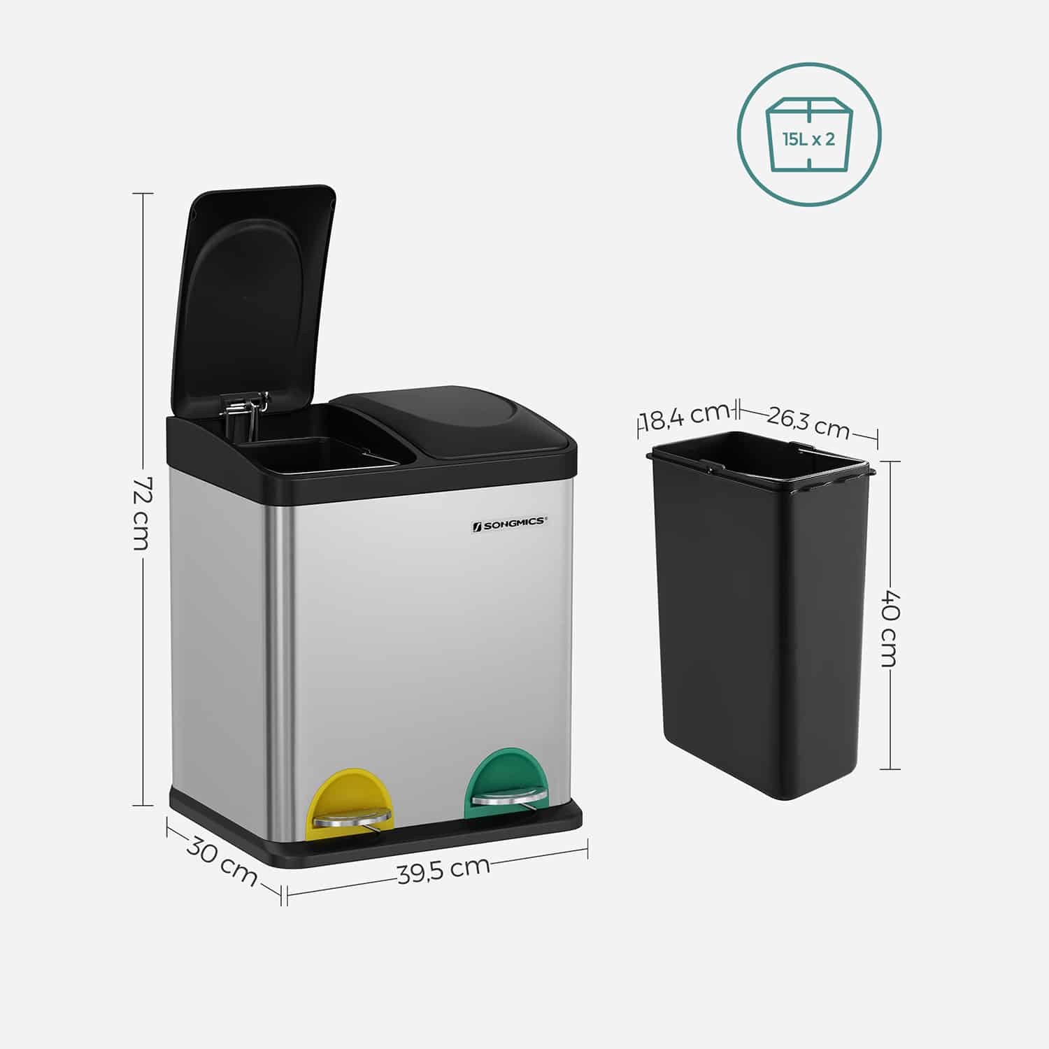 Mülltrenner 30 Liter (2 x 15 L)-LTB30L