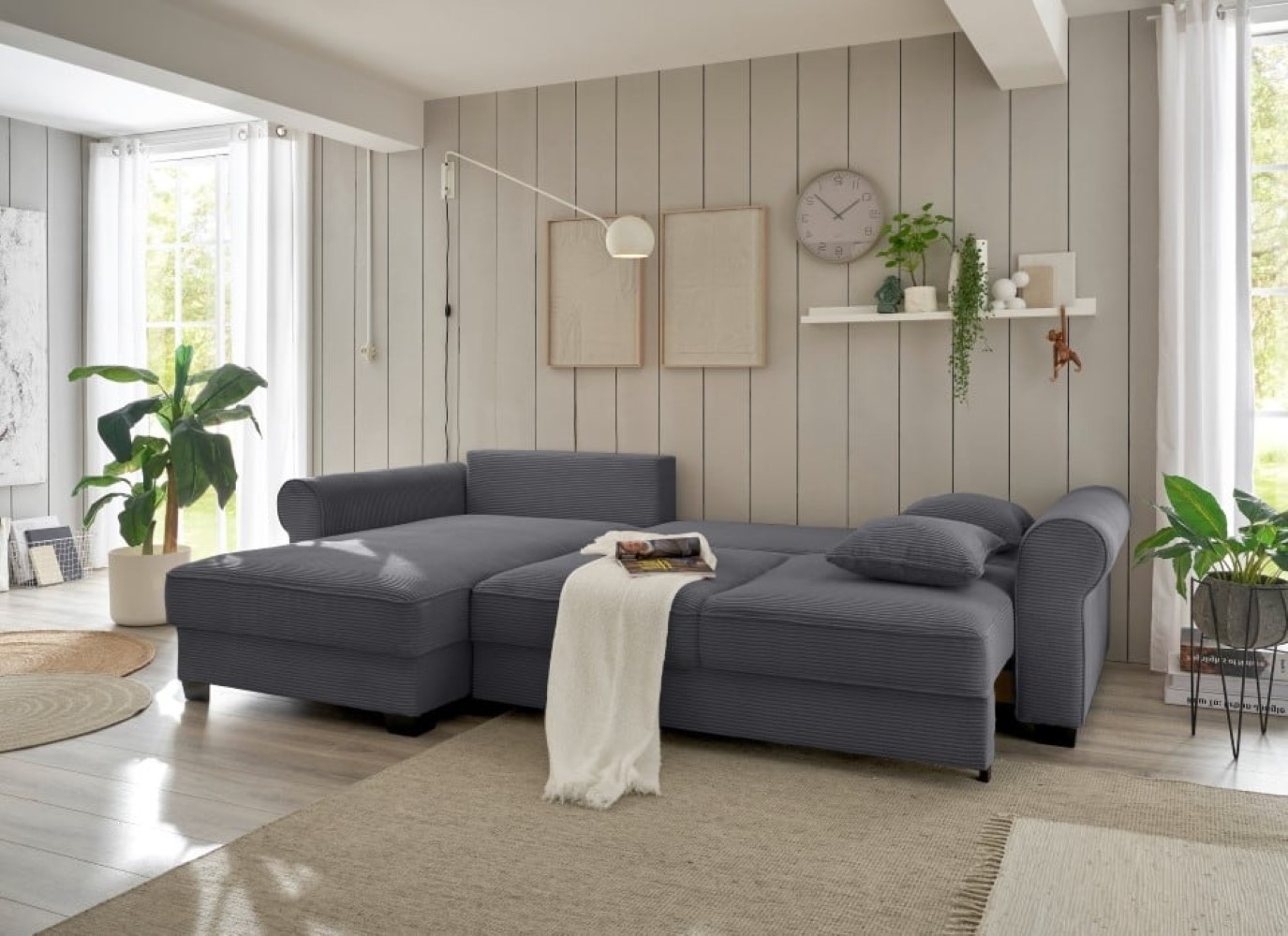 Ecksofa Angelina - Schlafsofa mit Bettkasten und Nosagfederung in Breitcord - ED Exciting Design Ecksofa Angelina - Schlafsofa mit Bettkasten und Nosagfederung in Breitcord - ED Exciting Design