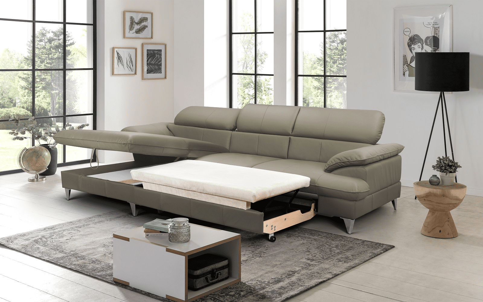 David Ecksofa Echtleder – Schlafsofa mit Bettkasten David Ecksofa Echtleder – Schlafsofa mit Bettkasten