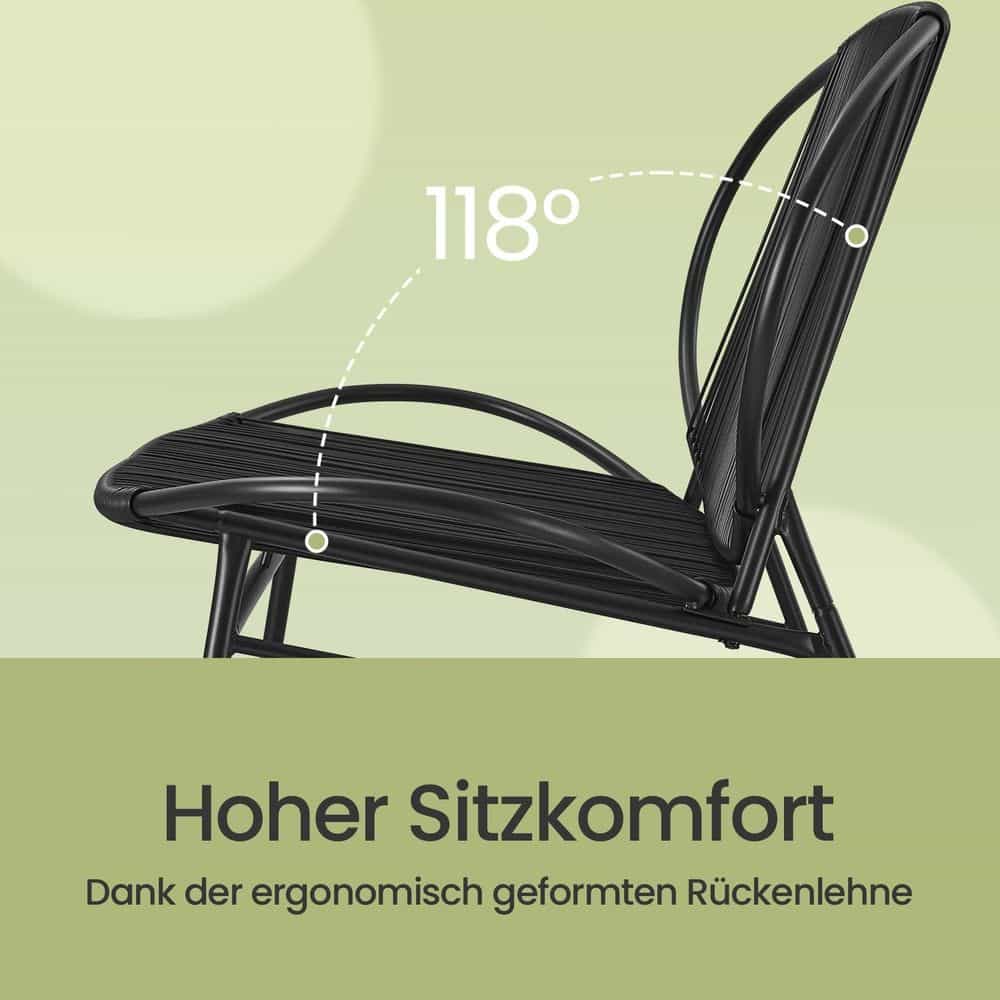 Gartenbank aus PE-Rattan 70 x 138,5 x 79 cm tintenschwarz