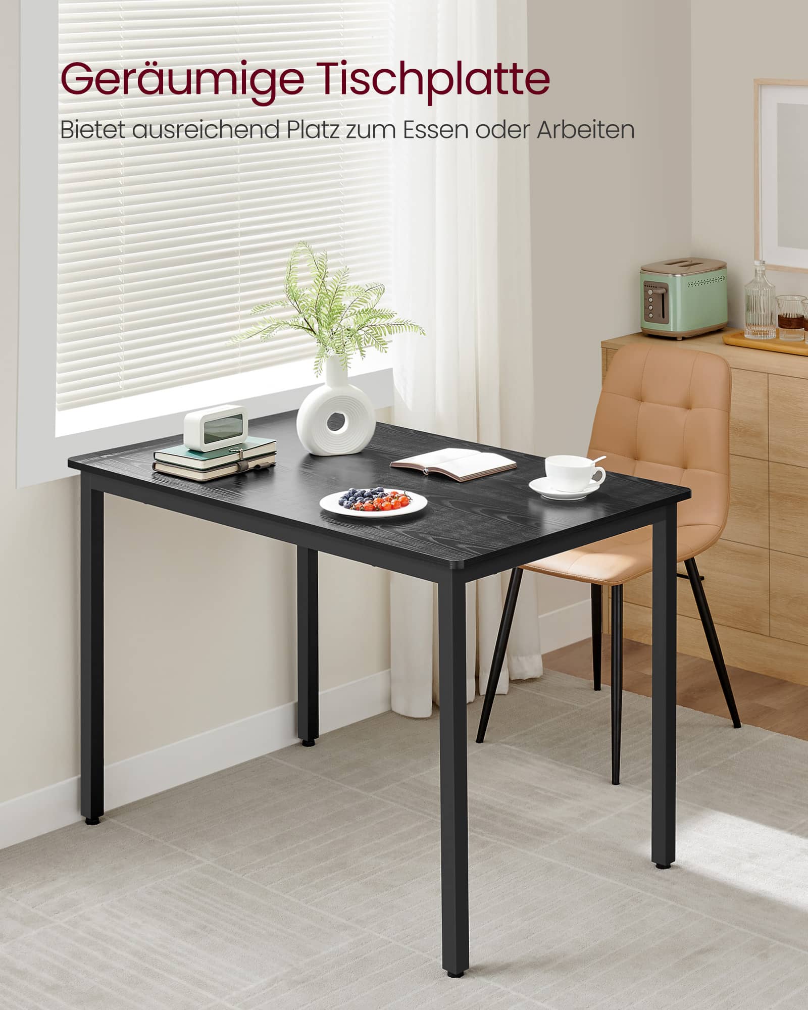 Esstisch 70 x 110 x 77 cm ebenholzschwarz-mattschwarz Esstisch 70 x 110 x 77 cm ebenholzschwarz-mattschwarz