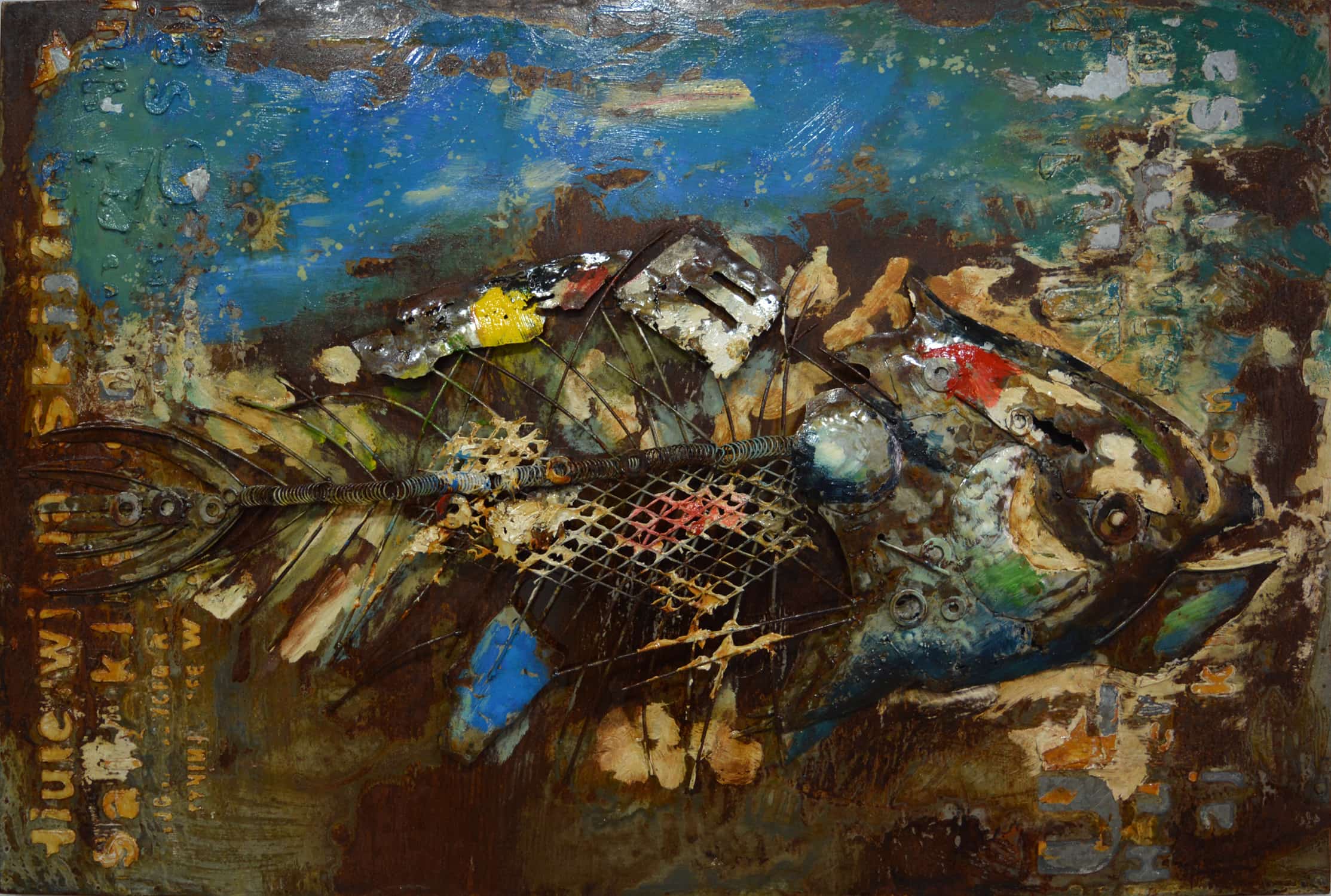 Metall Wandbild Fisch 120cm x 80cm