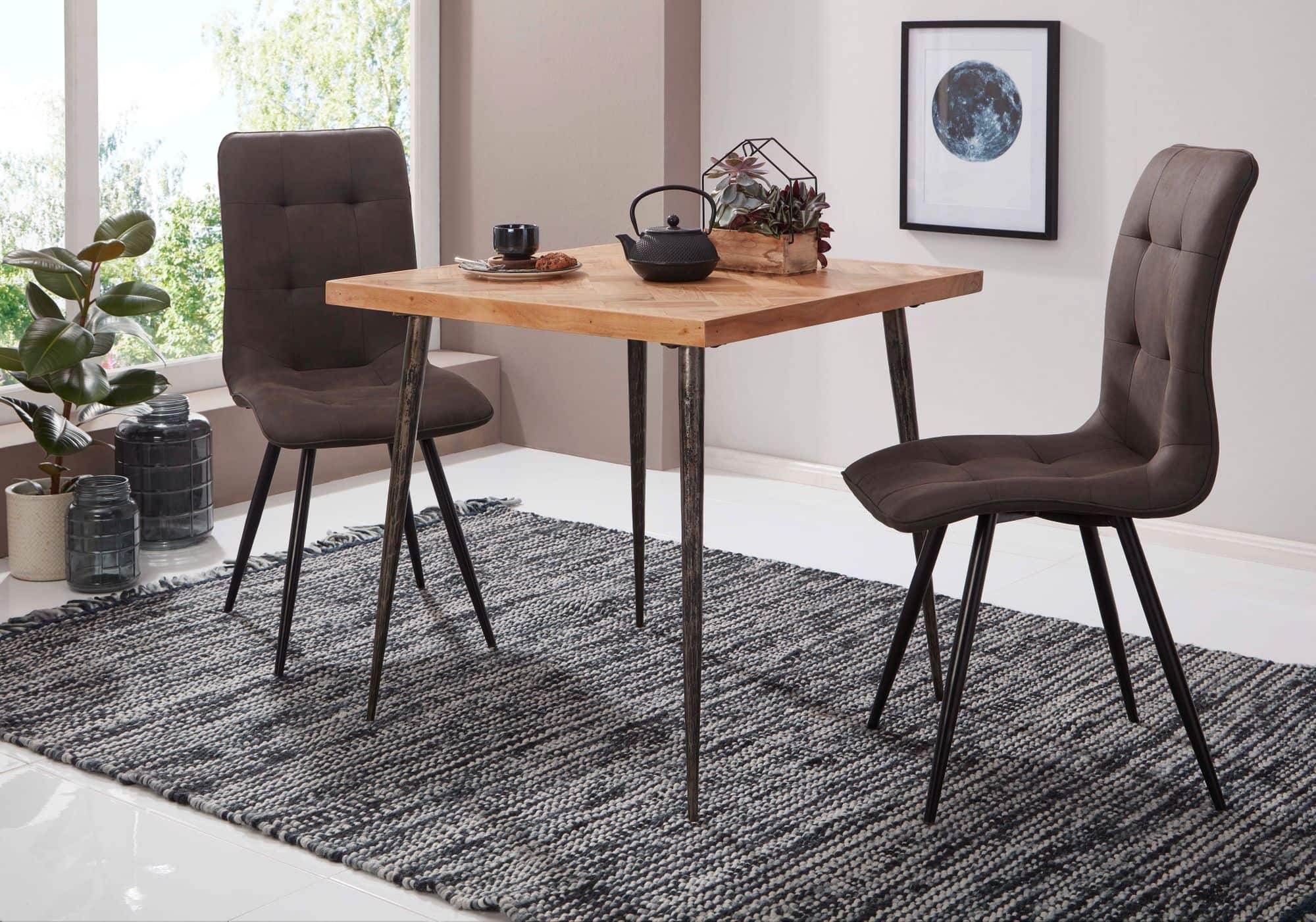 47324-WOHNLING-Esszimmertisch-LODI-80x80x77-cm-Ak_2 Esszimmertisch 80x76x80 cm Massivholz Akazie / Metall Industrial