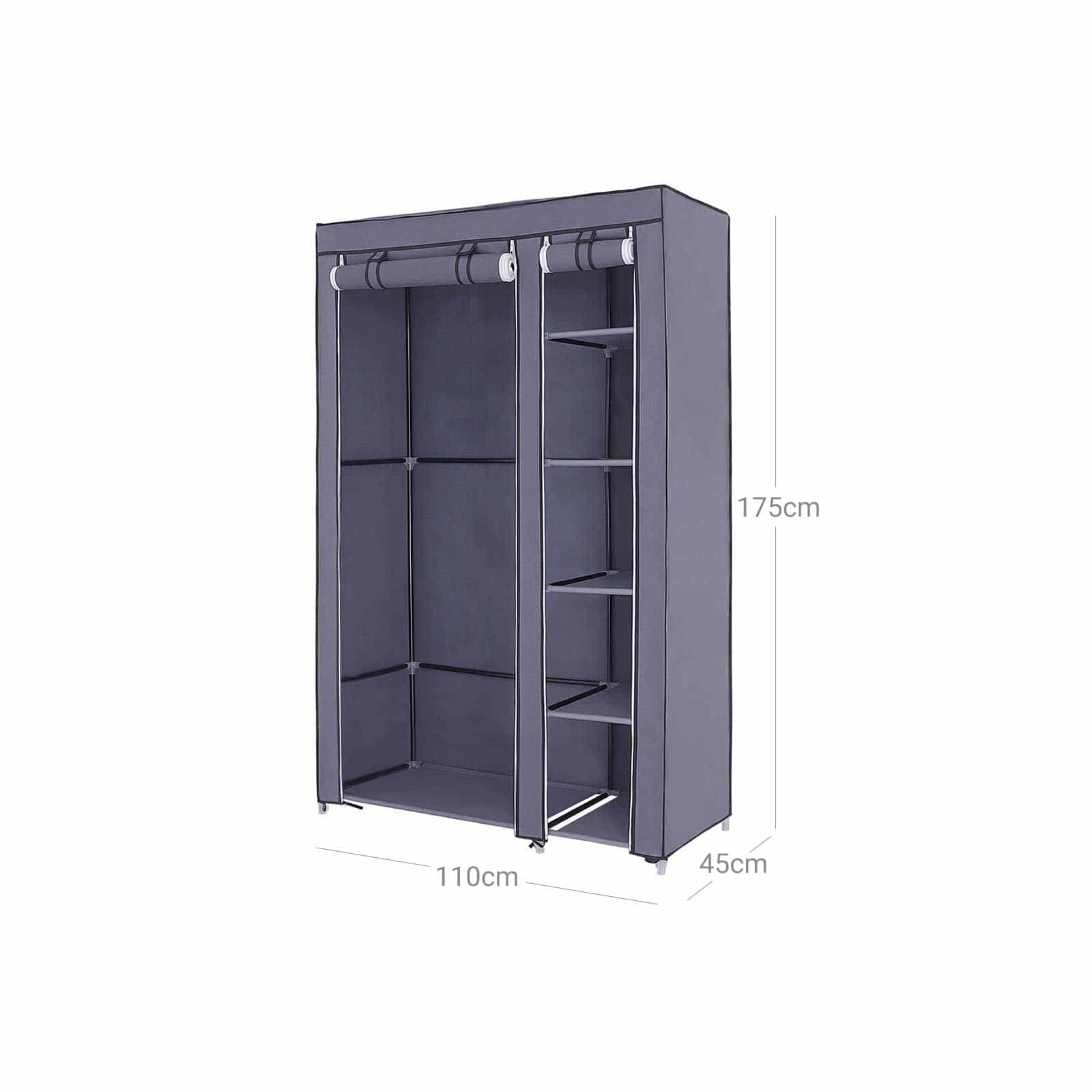 Stoffschrank 110 x 175 cm Grau-LSF007G Stoffschrank 110 x 175 cm Grau-LSF007G