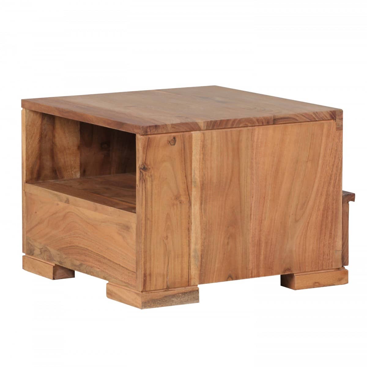 38522-Wohnling-Akazie-Nachtkonsole-40-x-45-cm-WL1_3 Nachttisch MUMBAI Massiv-Holz Akazie Nacht-Kommode 30 cm 1 Schublade Ablage Nachtschrank Landhaus-Stil Echt-Holz