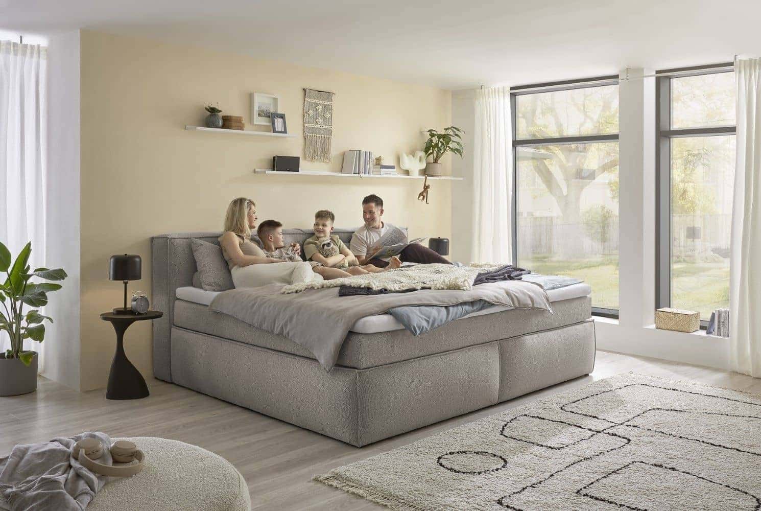 Boxspringbett Sandon 180 x 200 cm Farbe Stone mit Duo Matratze und HR Topper | sofort lieferbar Boxspringbett Sandon 180 x 200 cm Farbe Stone mit Duo Matratze und HR Topper | sofort lieferbar