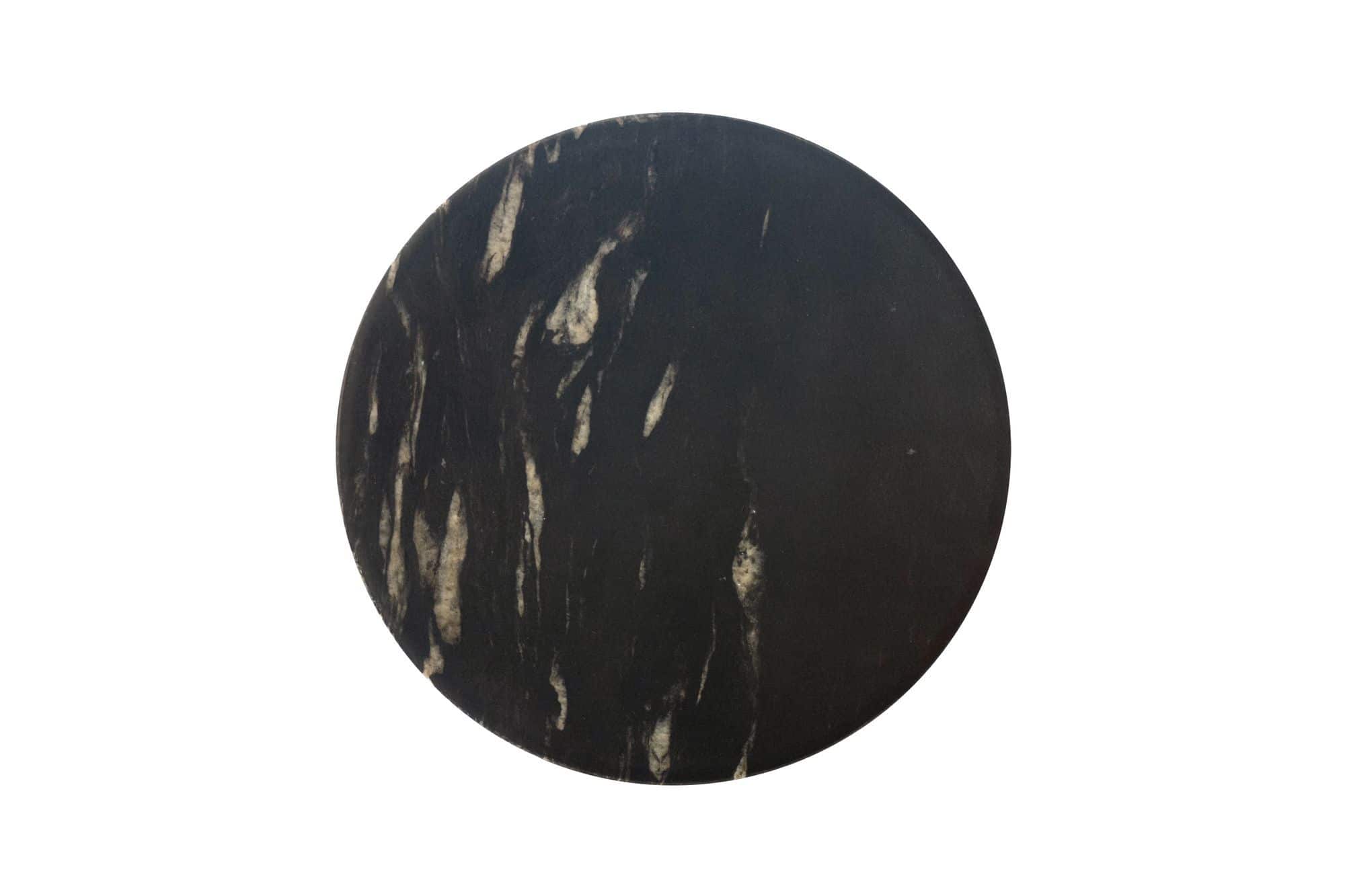 Beistelltisch Marmor rund 59 cm Dekotisch mit Marmor Tischplatte Schwarz - Design Dekotisch mit Aluminiumgestell - Anstelltisch Sofatisch modern - Couchtisch Wohnzimmertisch elegant Handmade