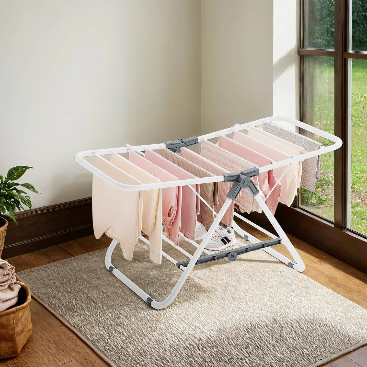 Wäscheständer klein, Standtrockner mit 2 Flügeln, faltbarer