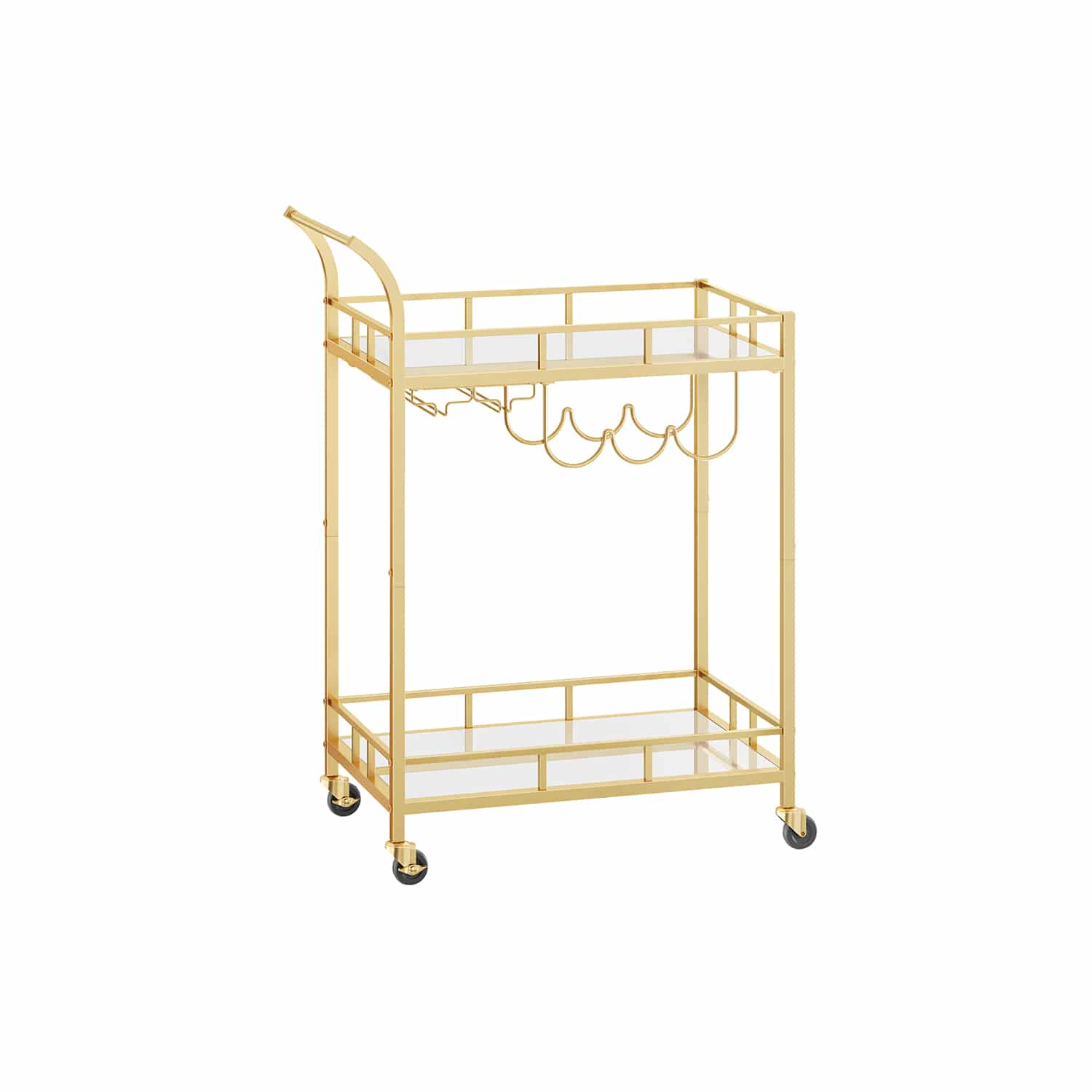 Servierwagen 2 verspiegelte Glasablagen goldfarben Servierwagen 2 verspiegelte Glasablagen goldfarben