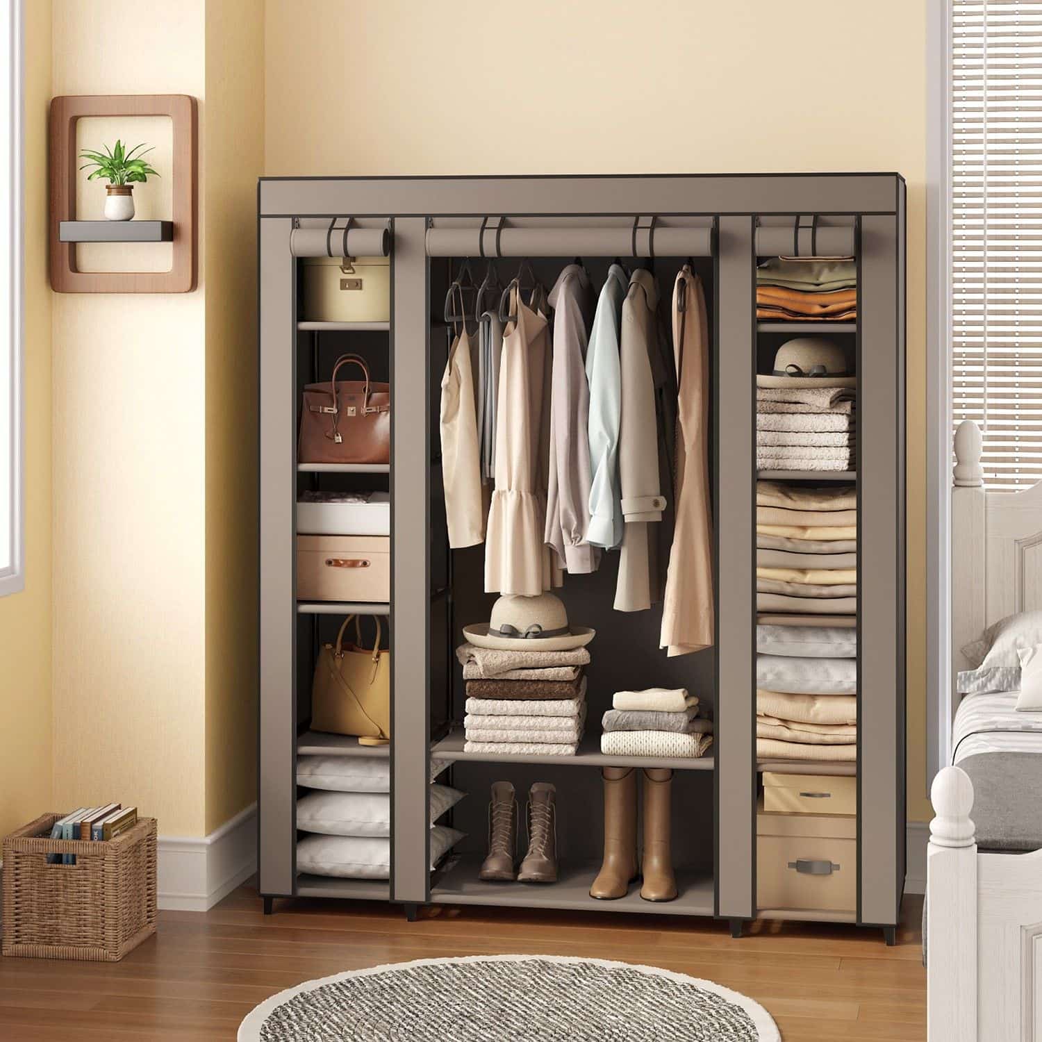 Kleiderschrank, Stoffschrank, mit Überzug aus Vliesstoff Kleiderschrank, Stoffschrank, mit Überzug aus Vliesstoff