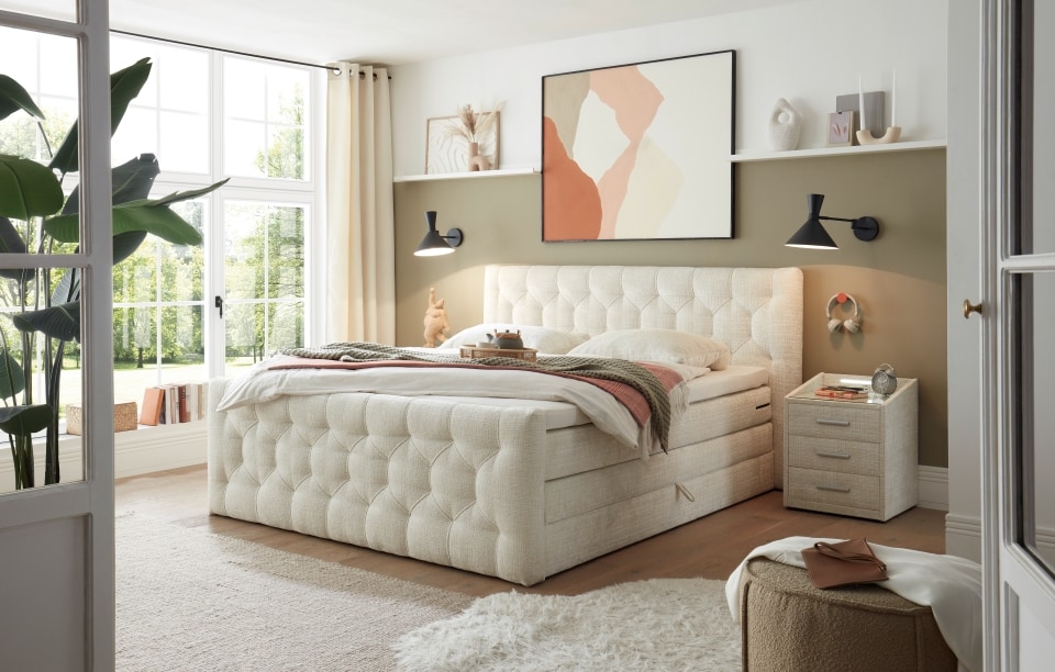Boxspringbett Nevada von ED Exciting Design mit Bettkasten | Härtegrad H2, Stoff Cremona-Mikrofaser Boxspringbett Nevada von ED Exciting Design mit Bettkasten | Härtegrad H2, Stoff Cremona-Mikrofaser