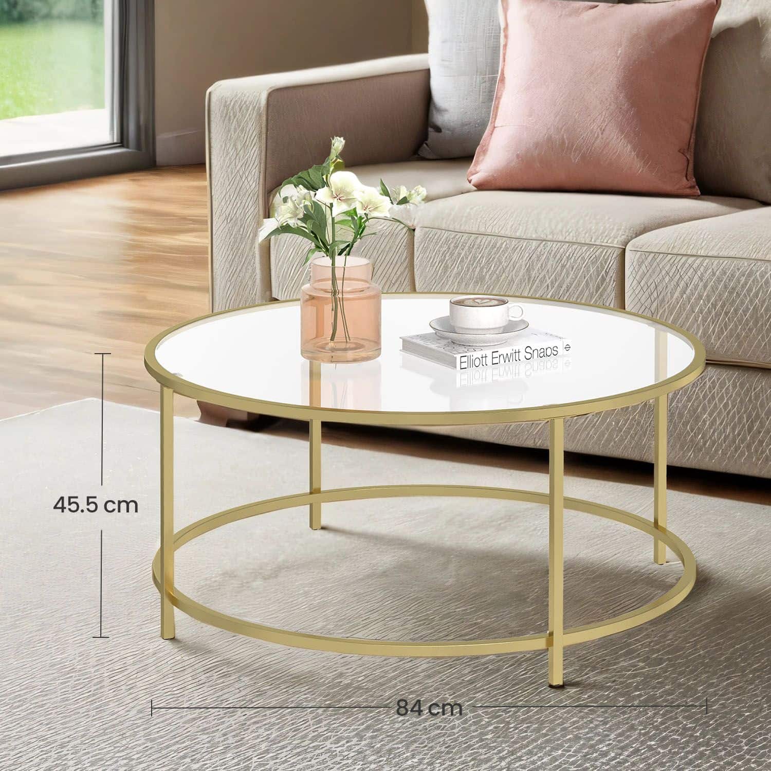Runder Couchtisch mit Glasoberfläche Runder Couchtisch mit Glasoberfläche