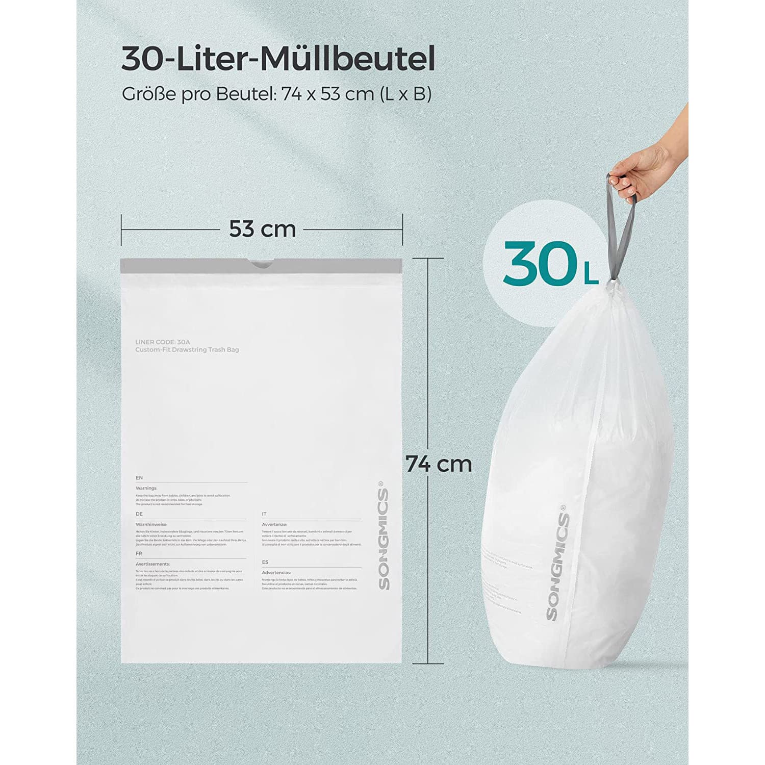 30-Liter-Müllbeutel mit Zugband insgesamt 180 Stück-KRB430A01 30-Liter-Müllbeutel mit Zugband insgesamt 180 Stück-KRB430A01