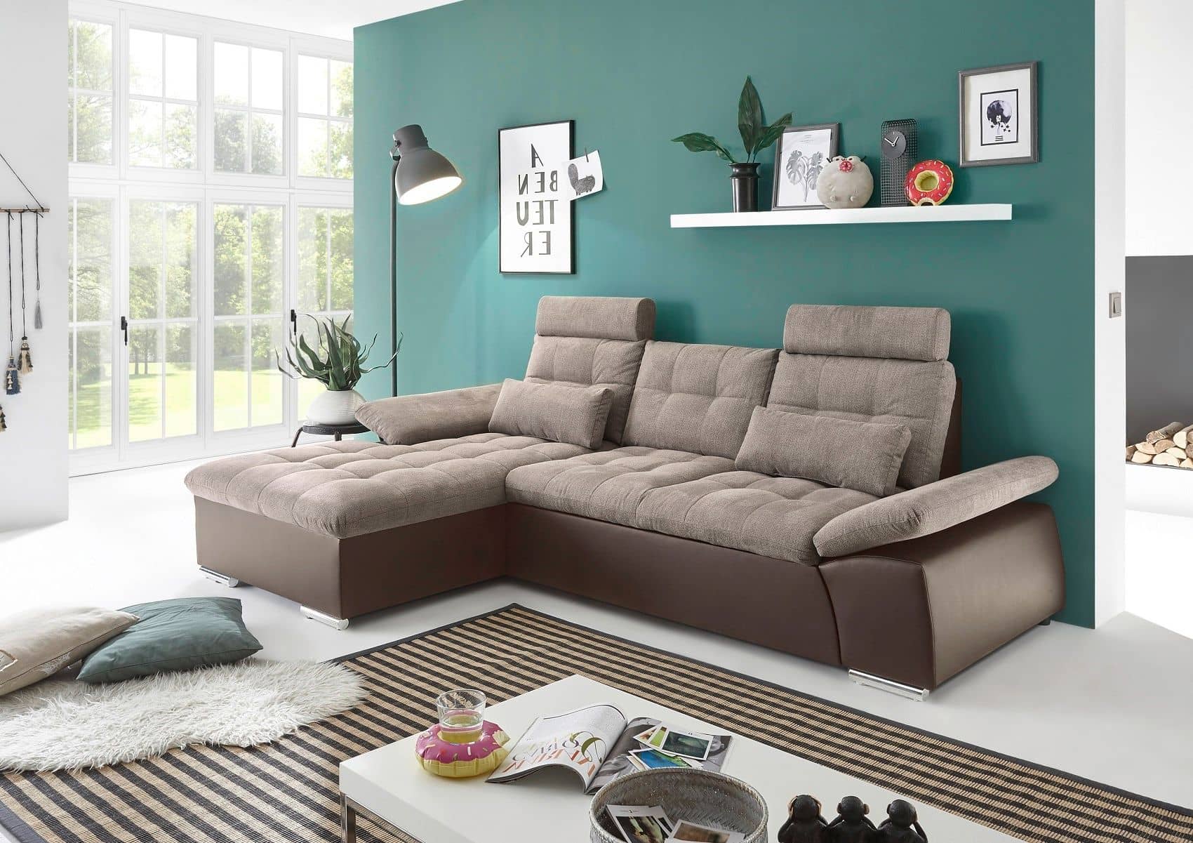 Ecksofa Jakarta Dunkelbraun | Camel – Modernes Sofa mit Schlaffunktion & verstellbaren Armlehnen Ecksofa Jakarta Dunkelbraun | Camel – Modernes Sofa mit Schlaffunktion & verstellbaren Armlehnen
